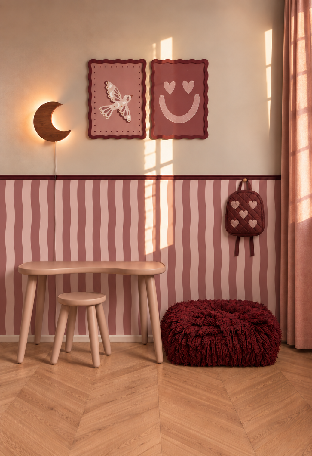 Wallpaper Wavy Stripes - rosewood