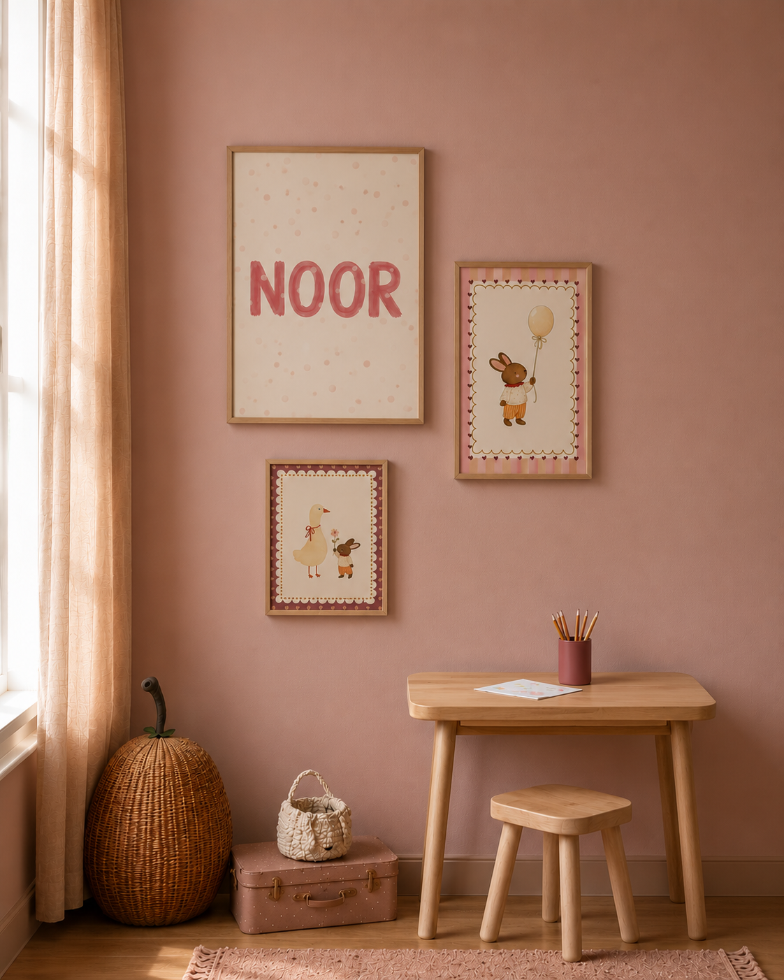 Children's room poster - Rabbit with balloon