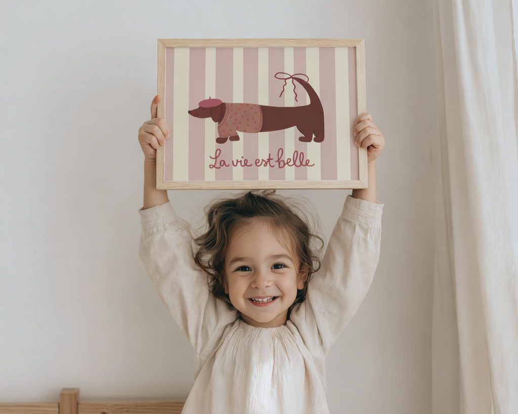 Kinderkamer poster - Teckel met Strik
