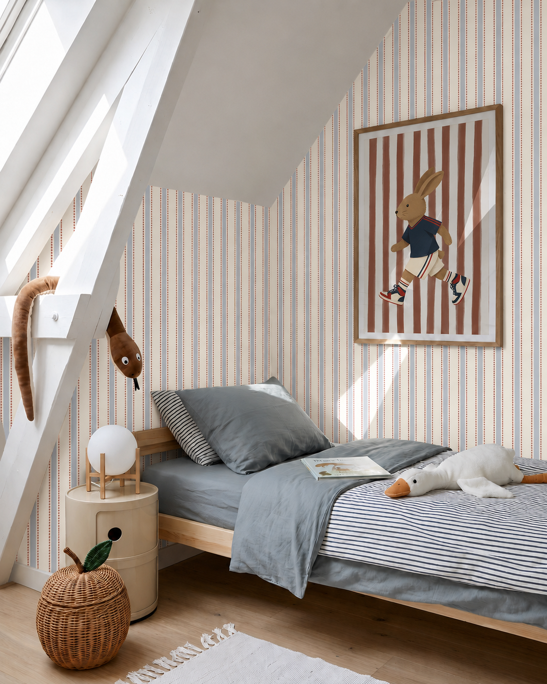 Behang Dotted Stripes - berry blue
