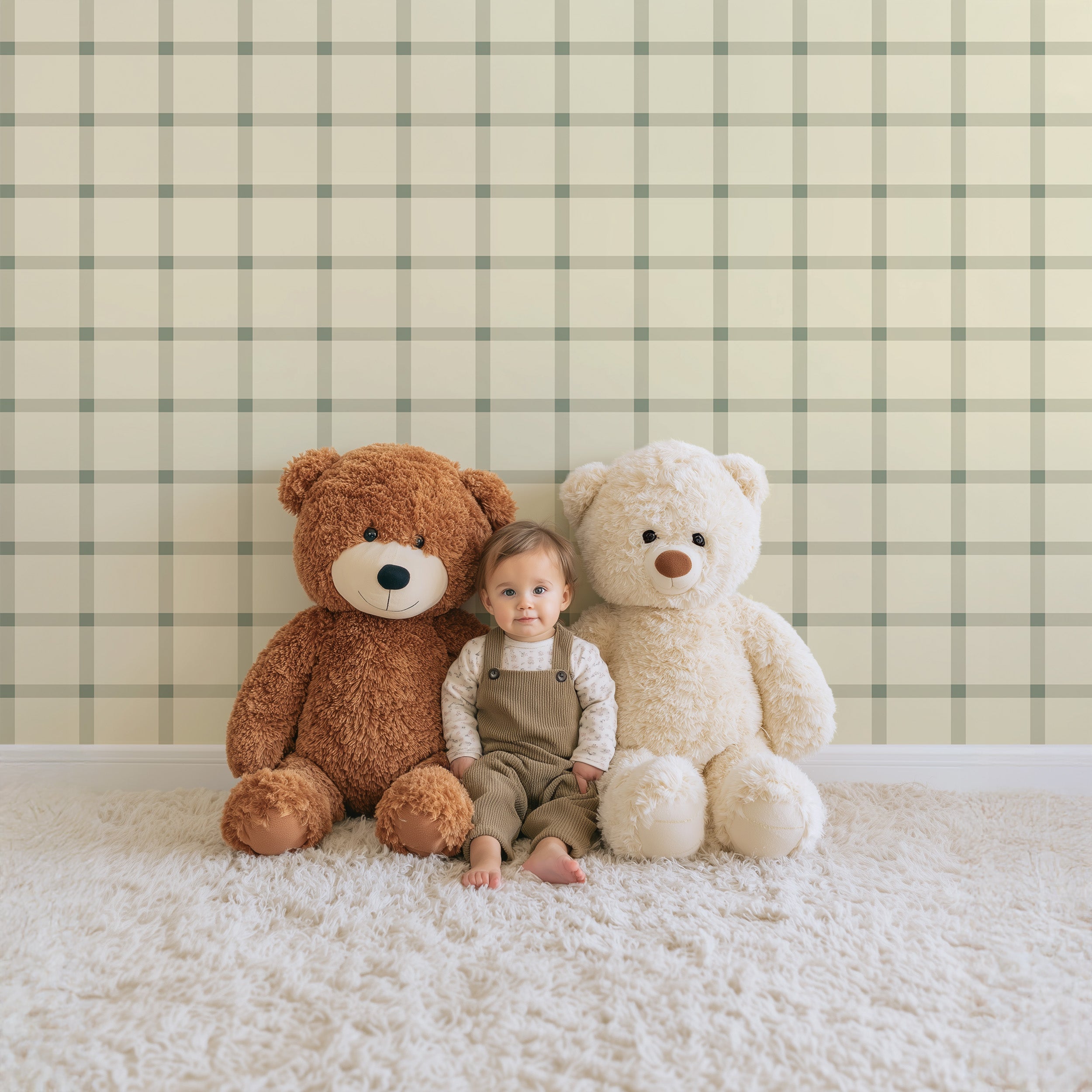 Behang Cozy Cubes - butter sage