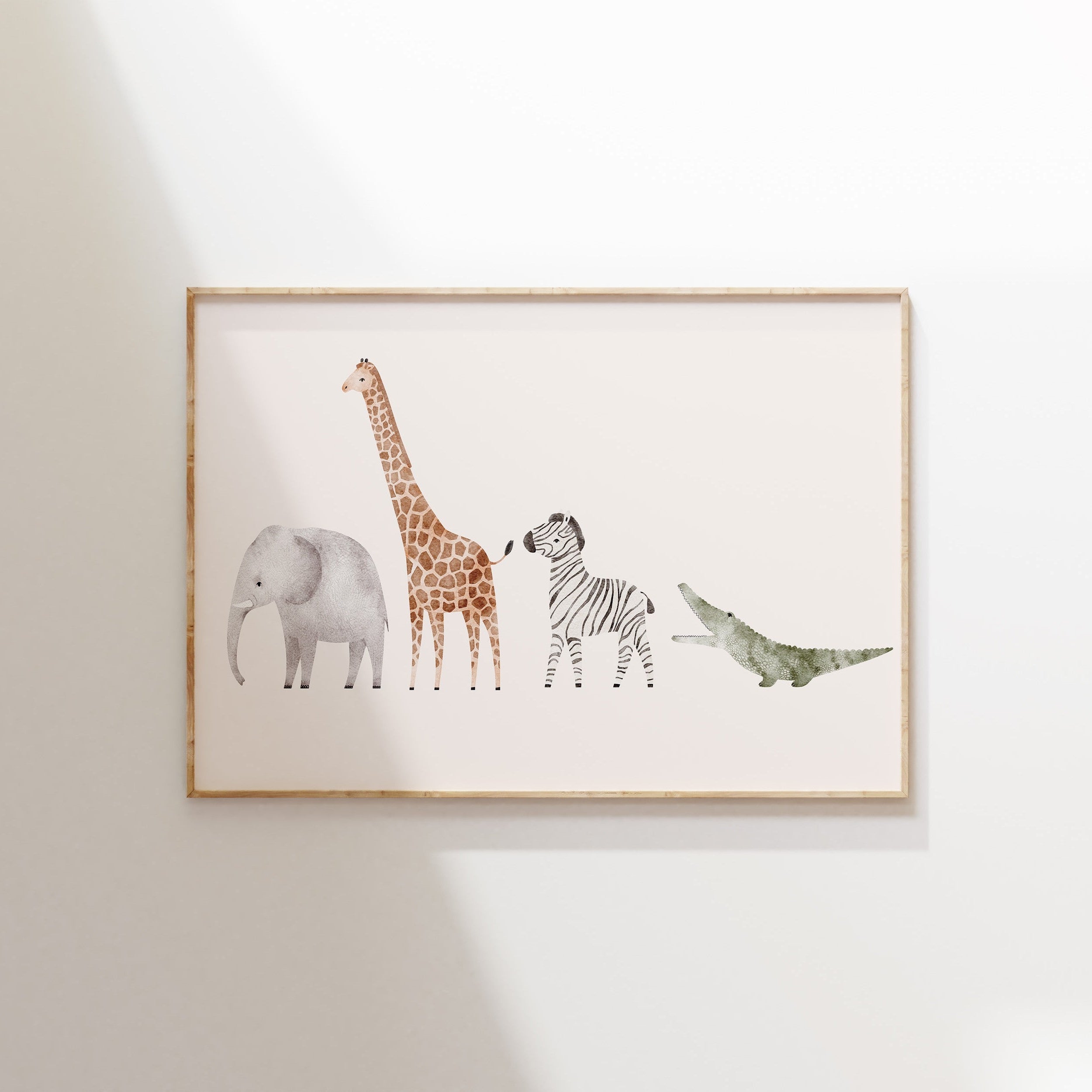 Children's room poster - Safari animals in a row | Safari Dreams