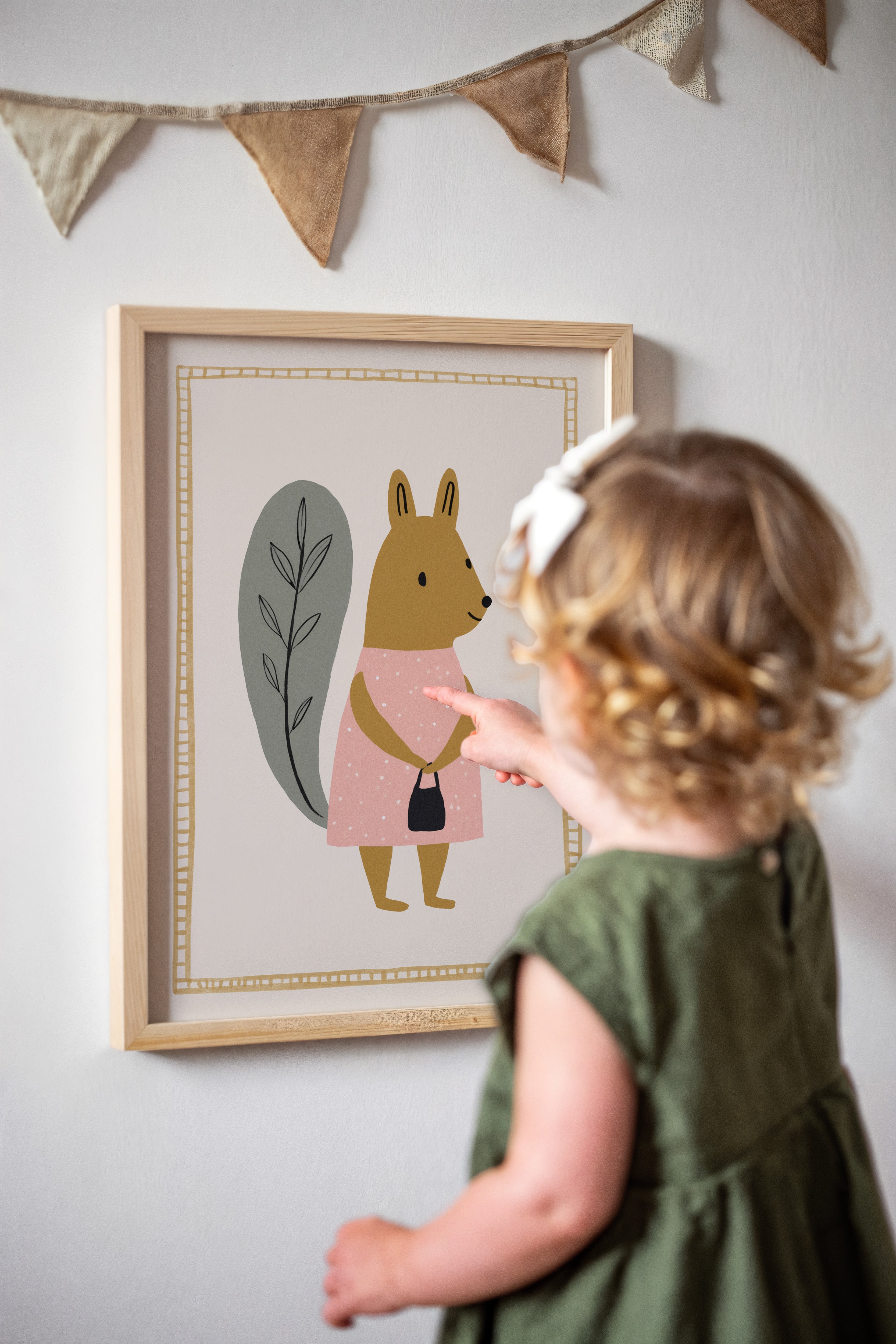 Nursery print - Squirrel with dress