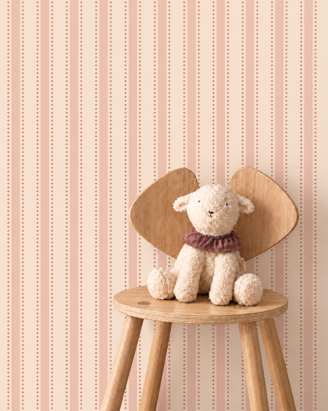 Behang Dotted Stripes - berry blush