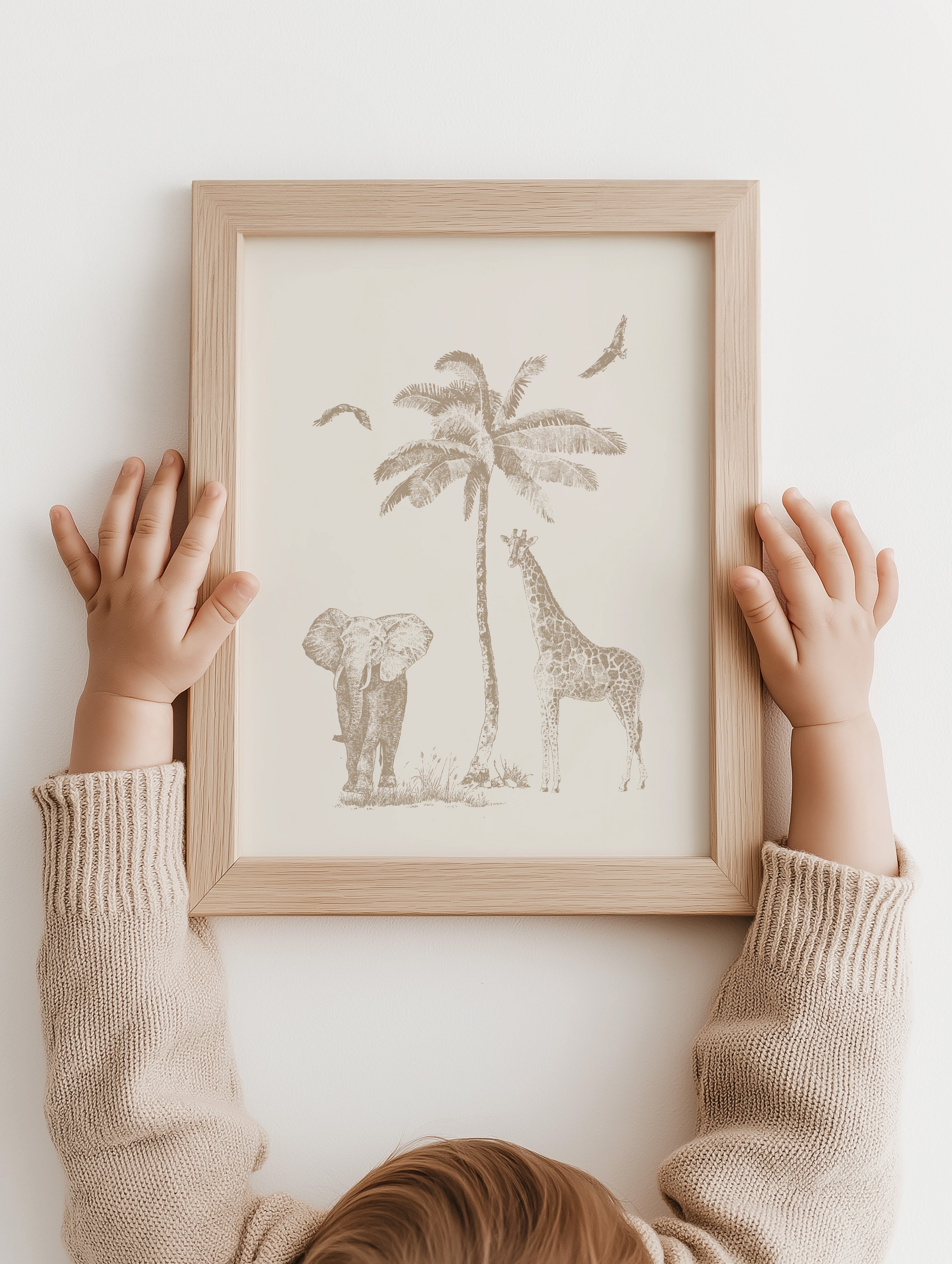 Children's room poster - Jungle animals under a palm tree | Jungle