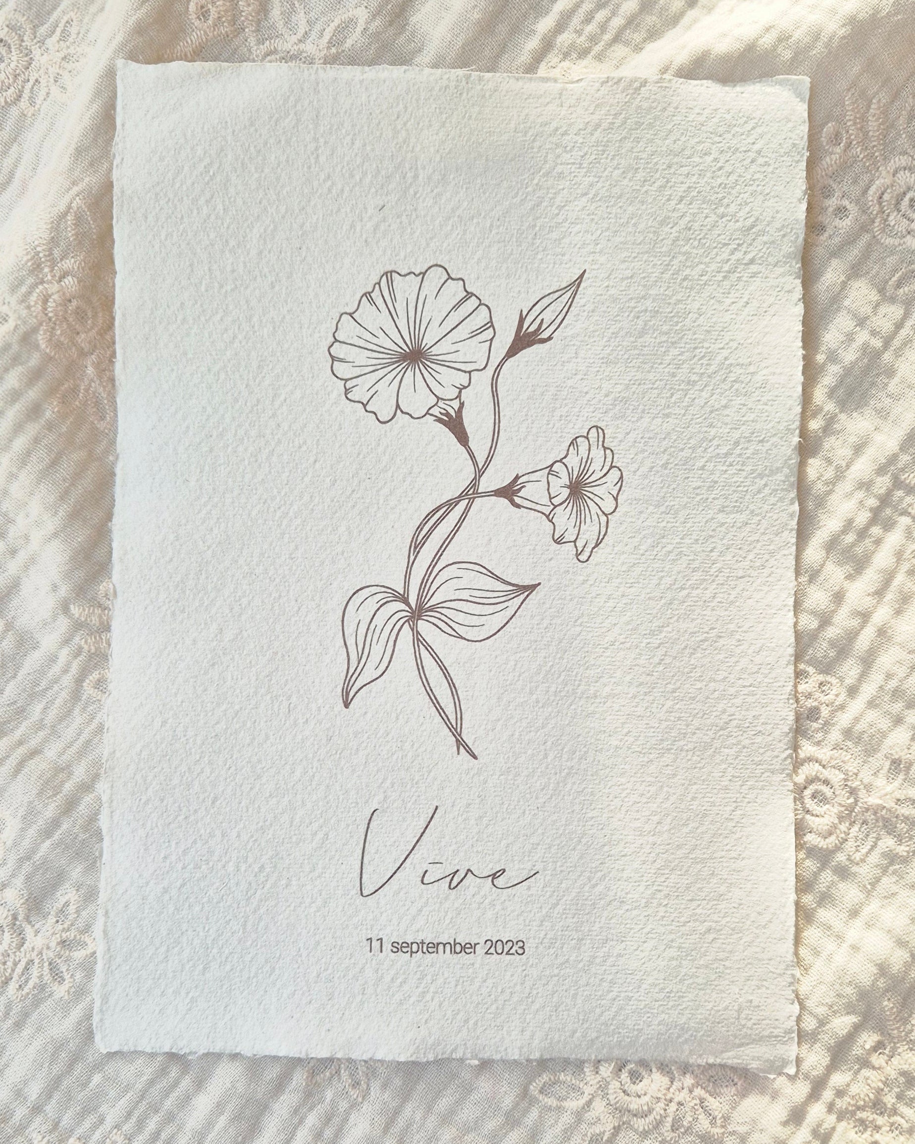 Handgemaakte geboortebloem poster september