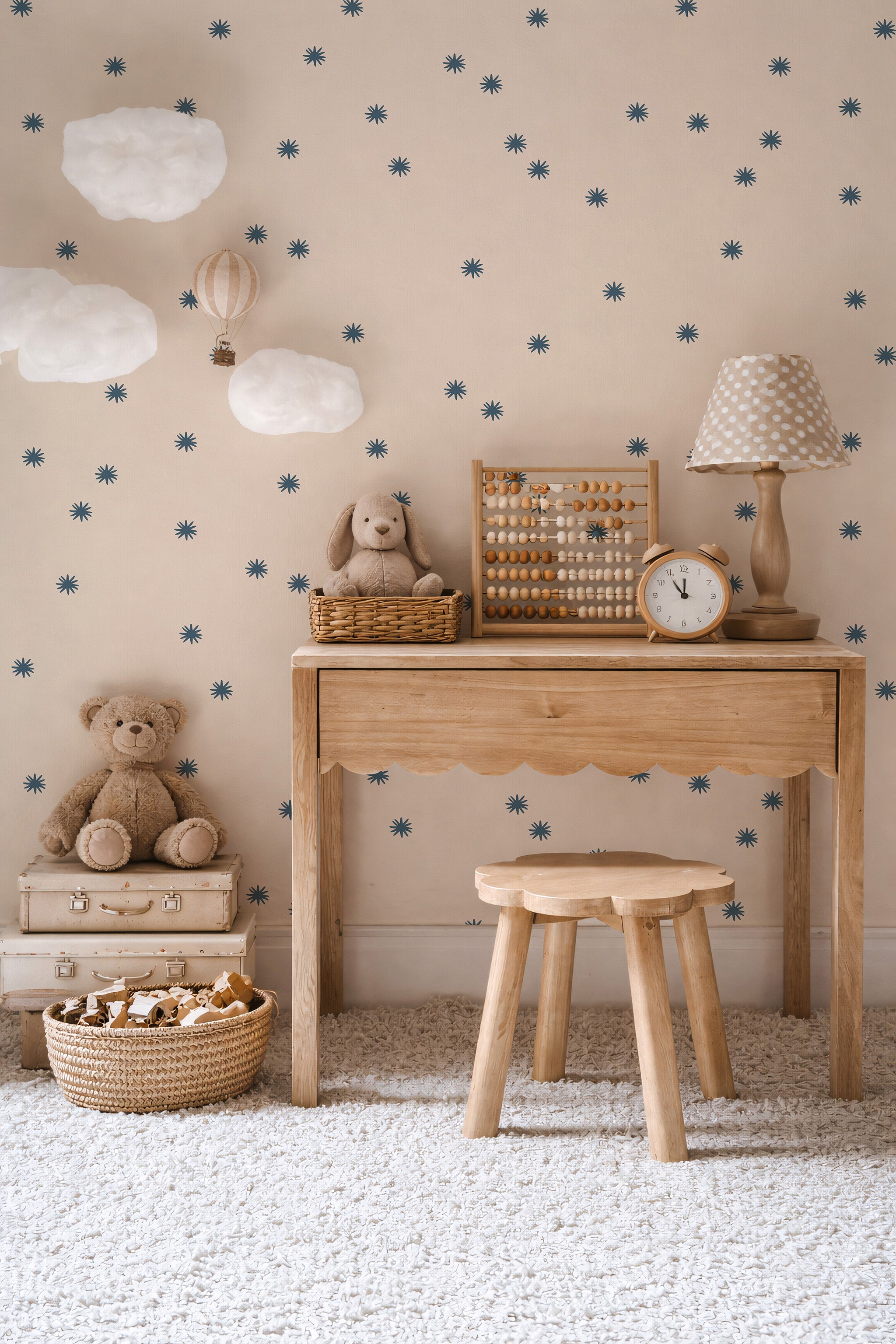 Wallpaper Wiebertje - vintage blue | stars