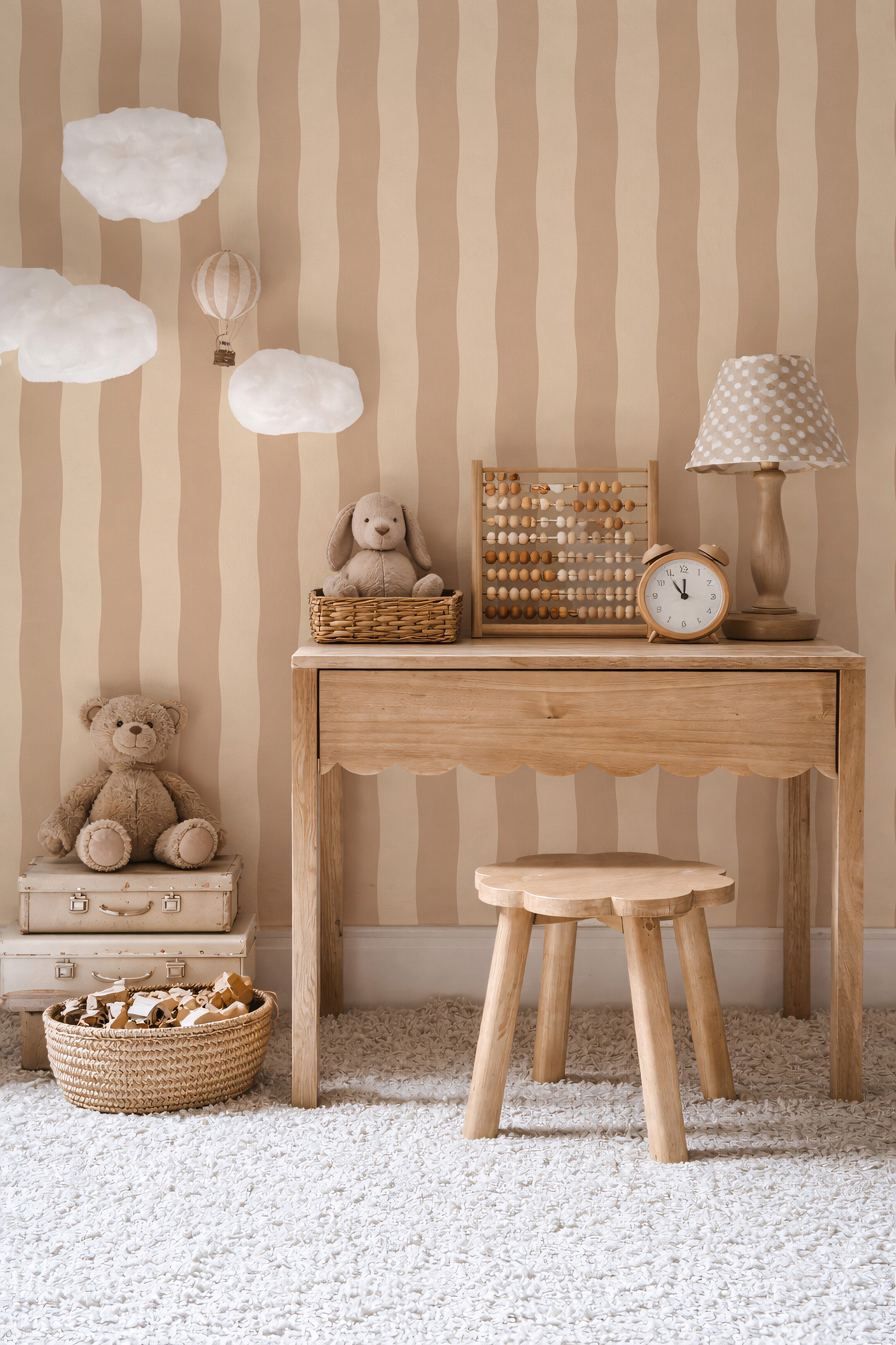 Wallpaper Wavy Stripes - biscuit