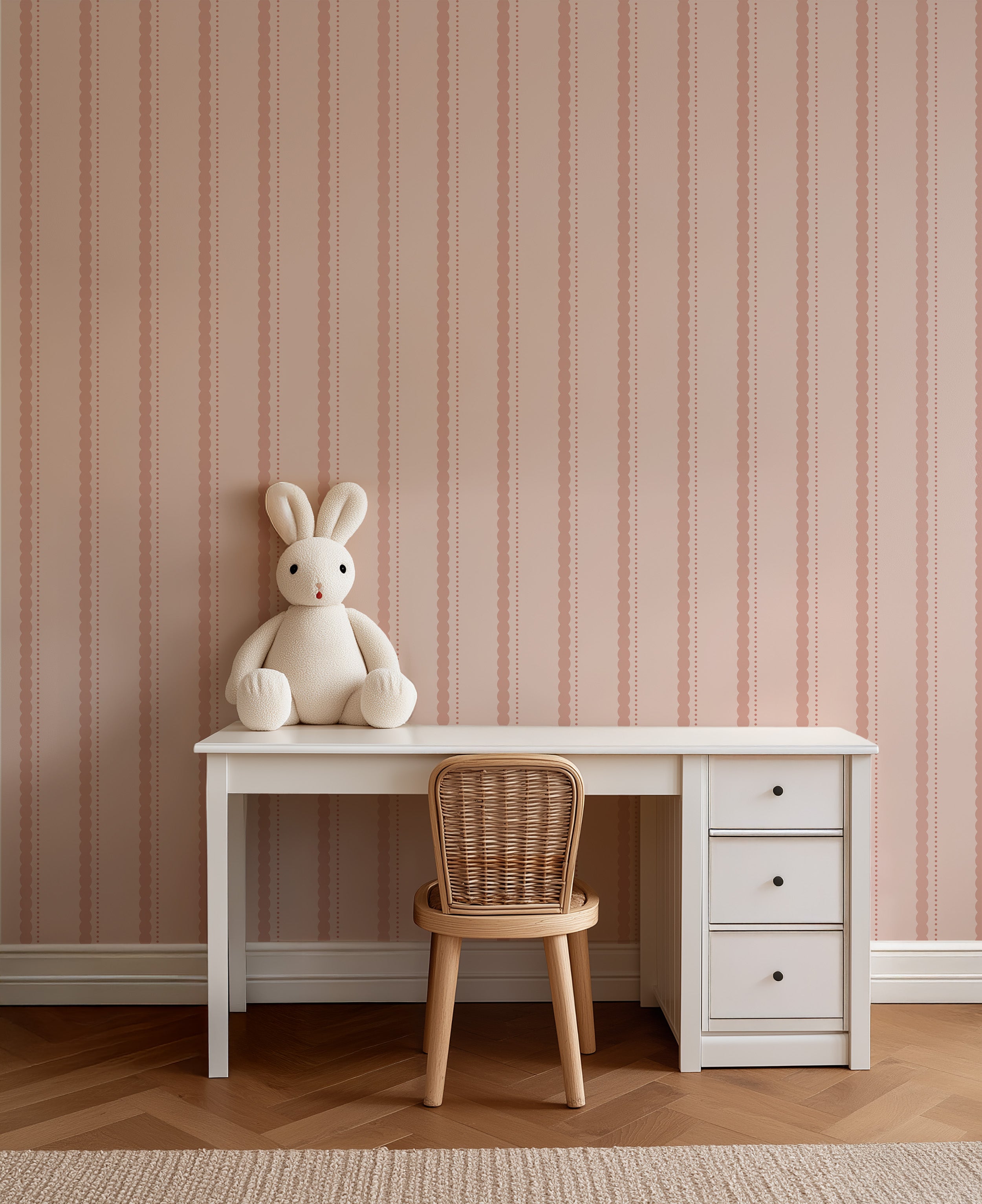 Behang Bubble Stripes - blush clay