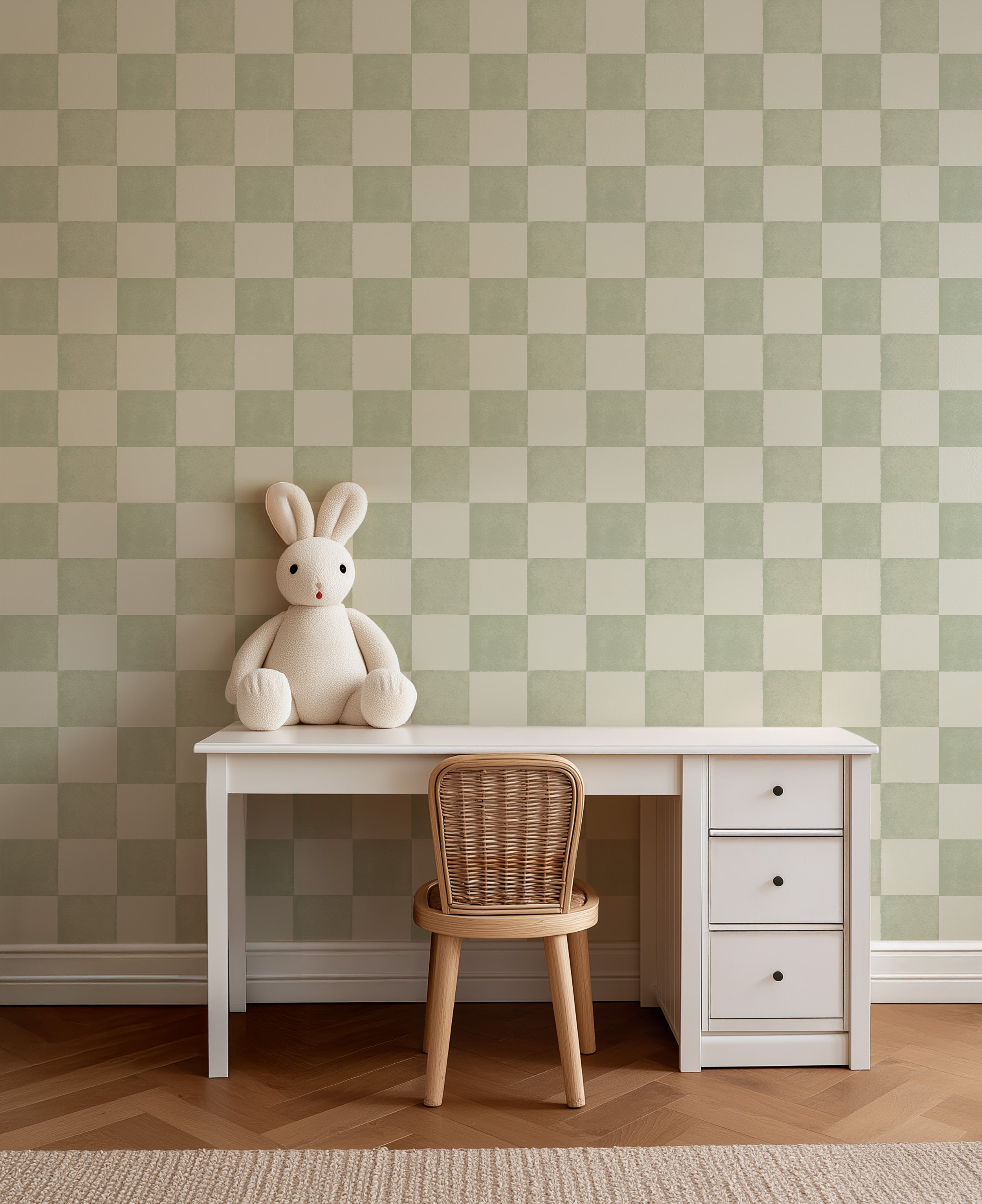 Behang Ruitje Ruitje - sage