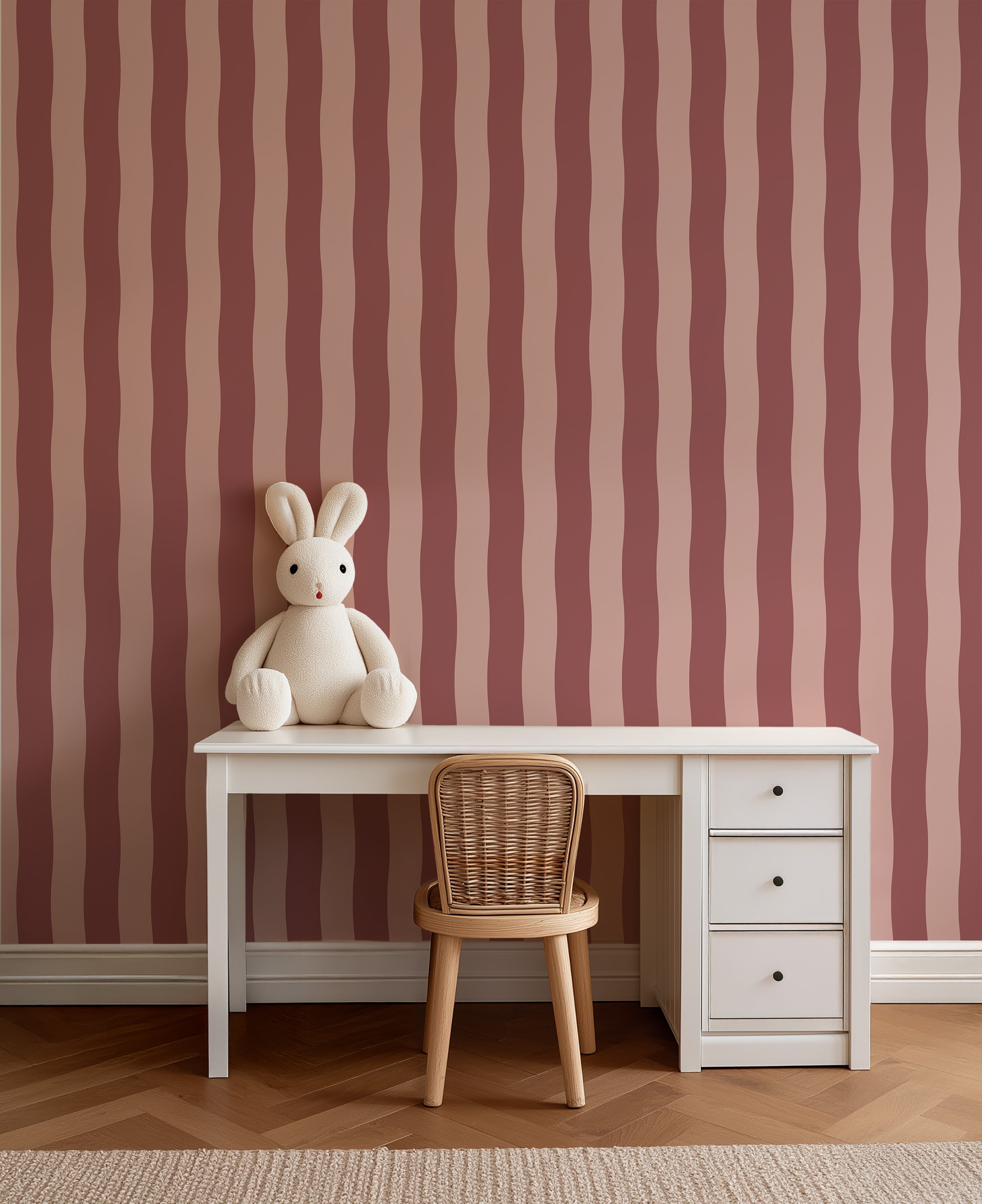 Behang Wavy Stripes - rosewood