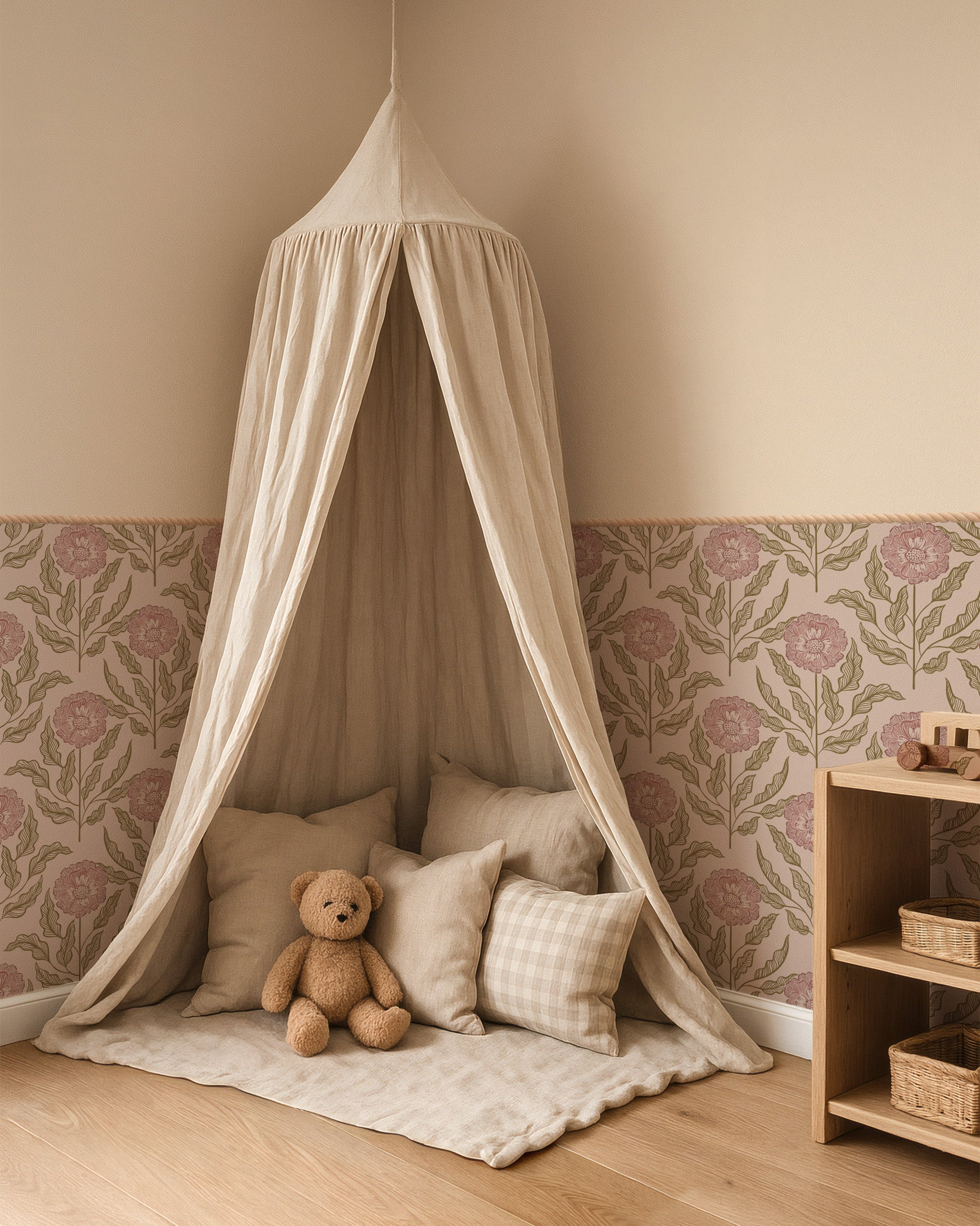 Wallpaper Sunset Flowers - dusty rose
