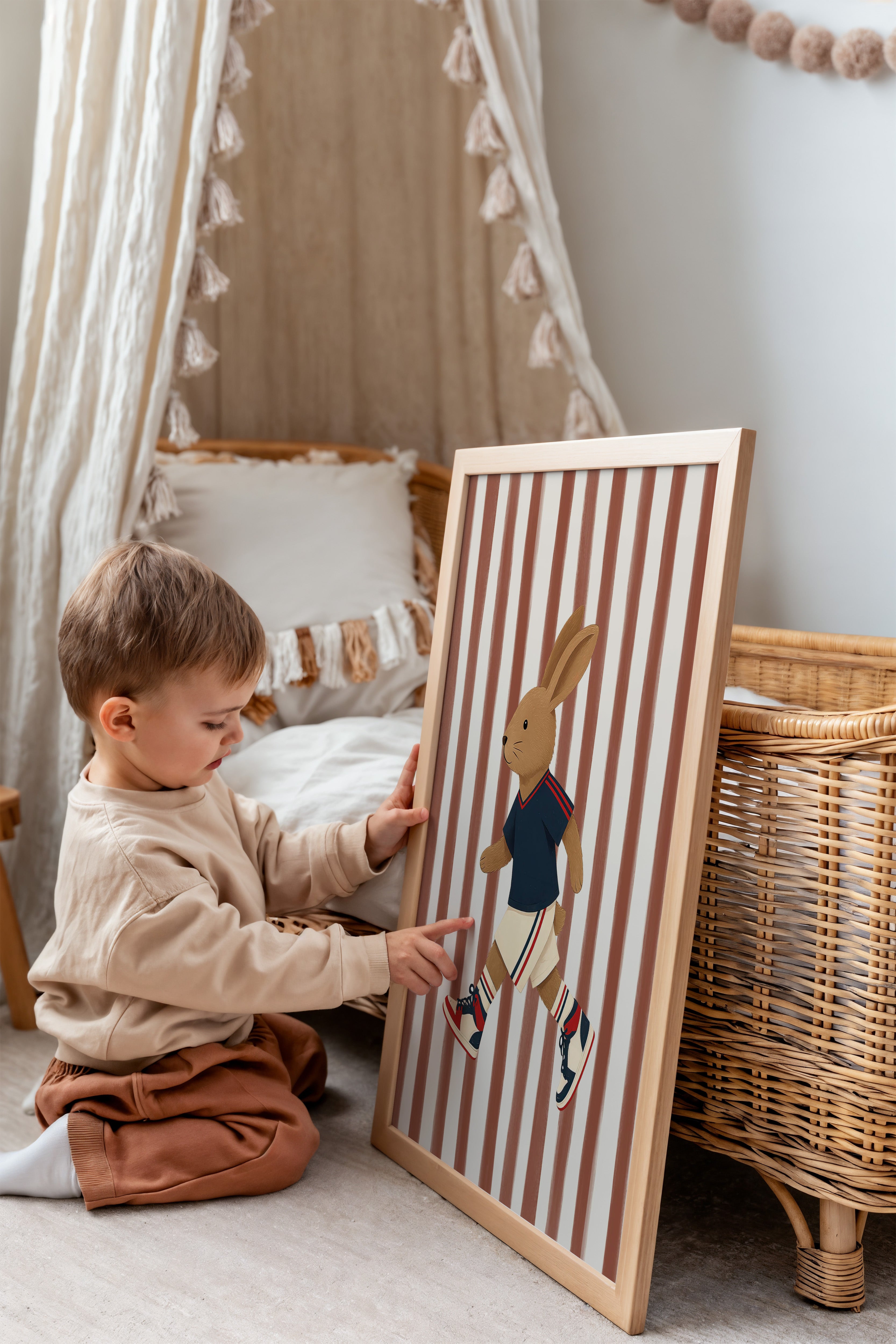 Kinderkamer poster - Stoer konijn op sneakers