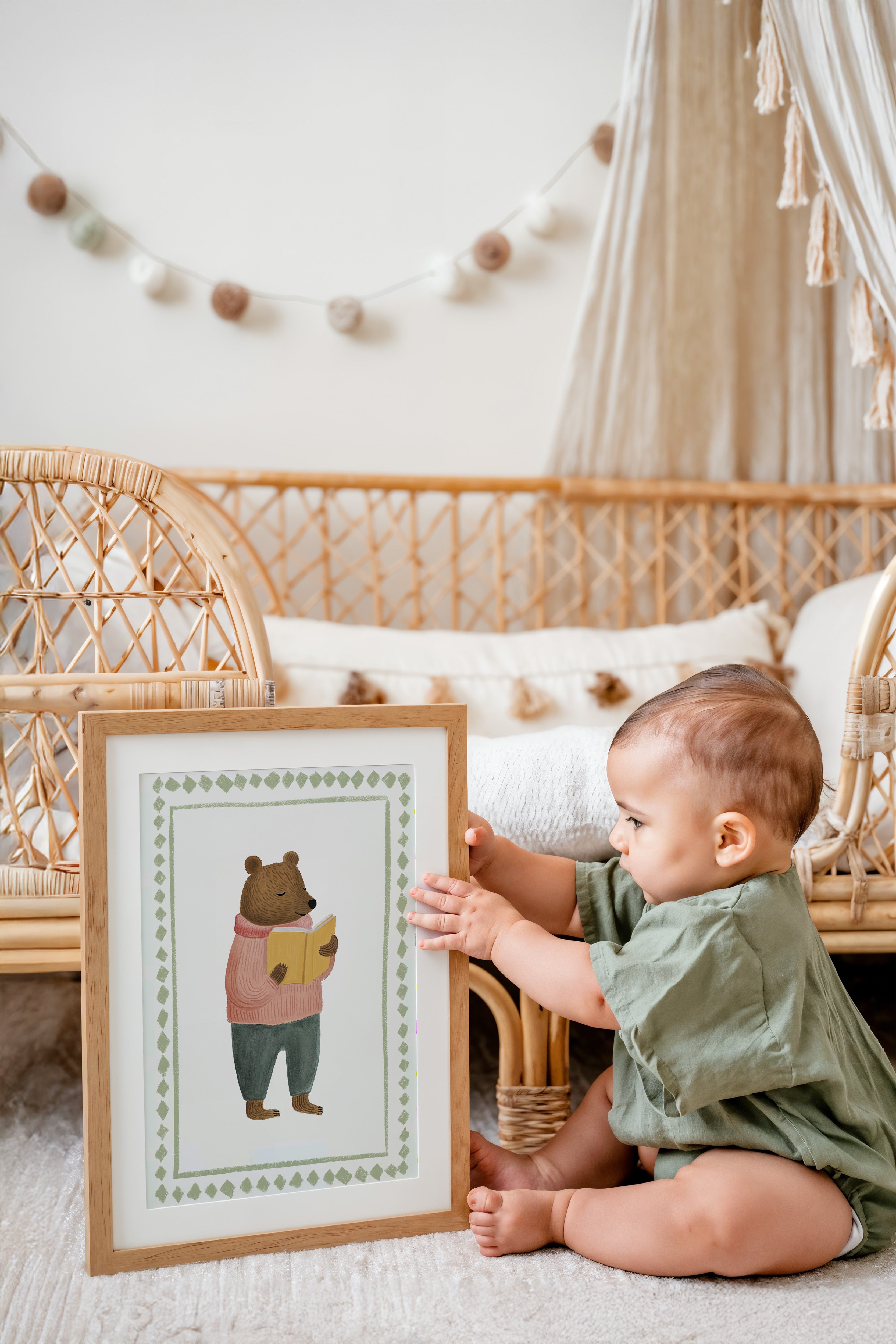Kinderkamer print - Lezende beer