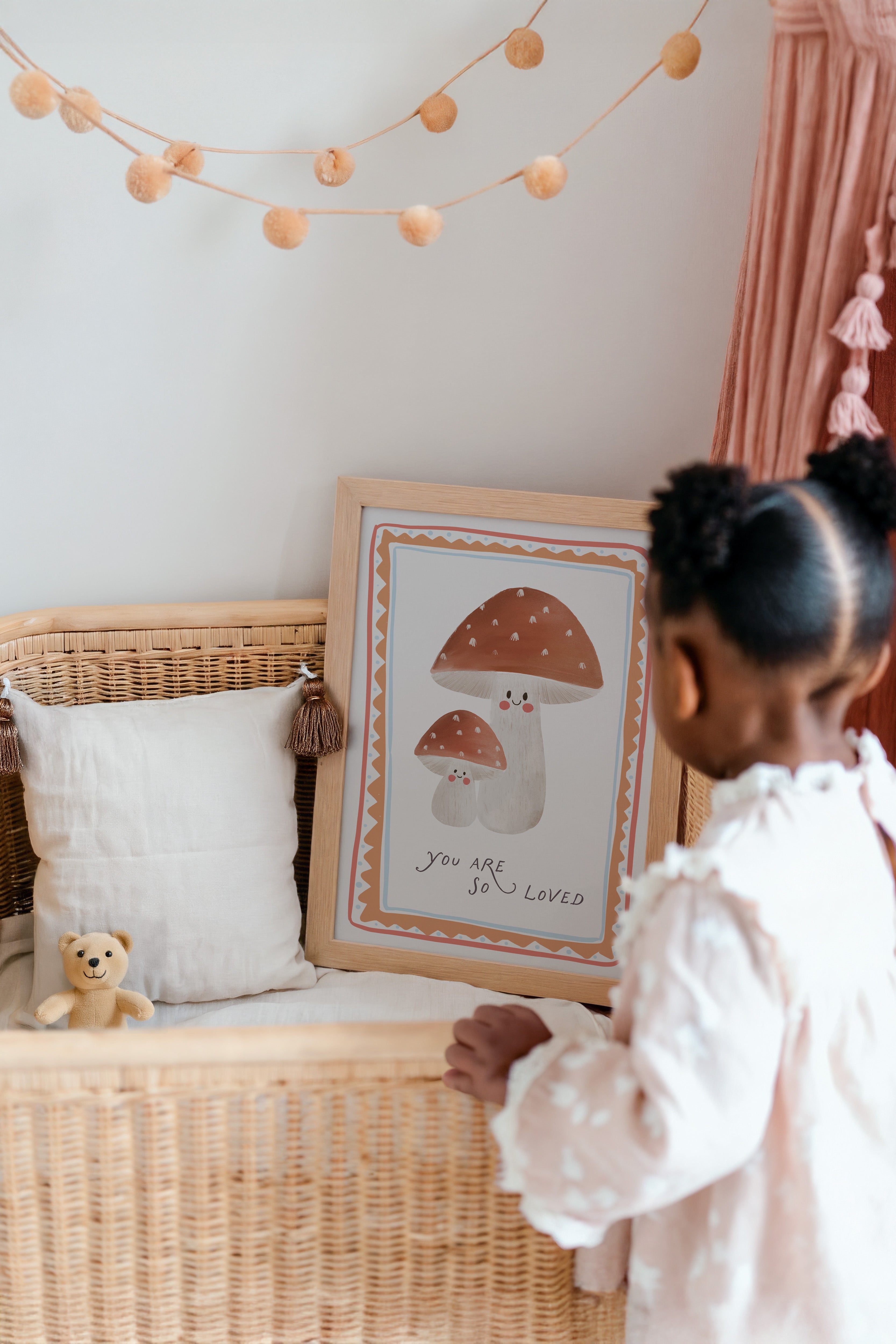 Kinderkamer print – You Are So Loved Paddenstoelen