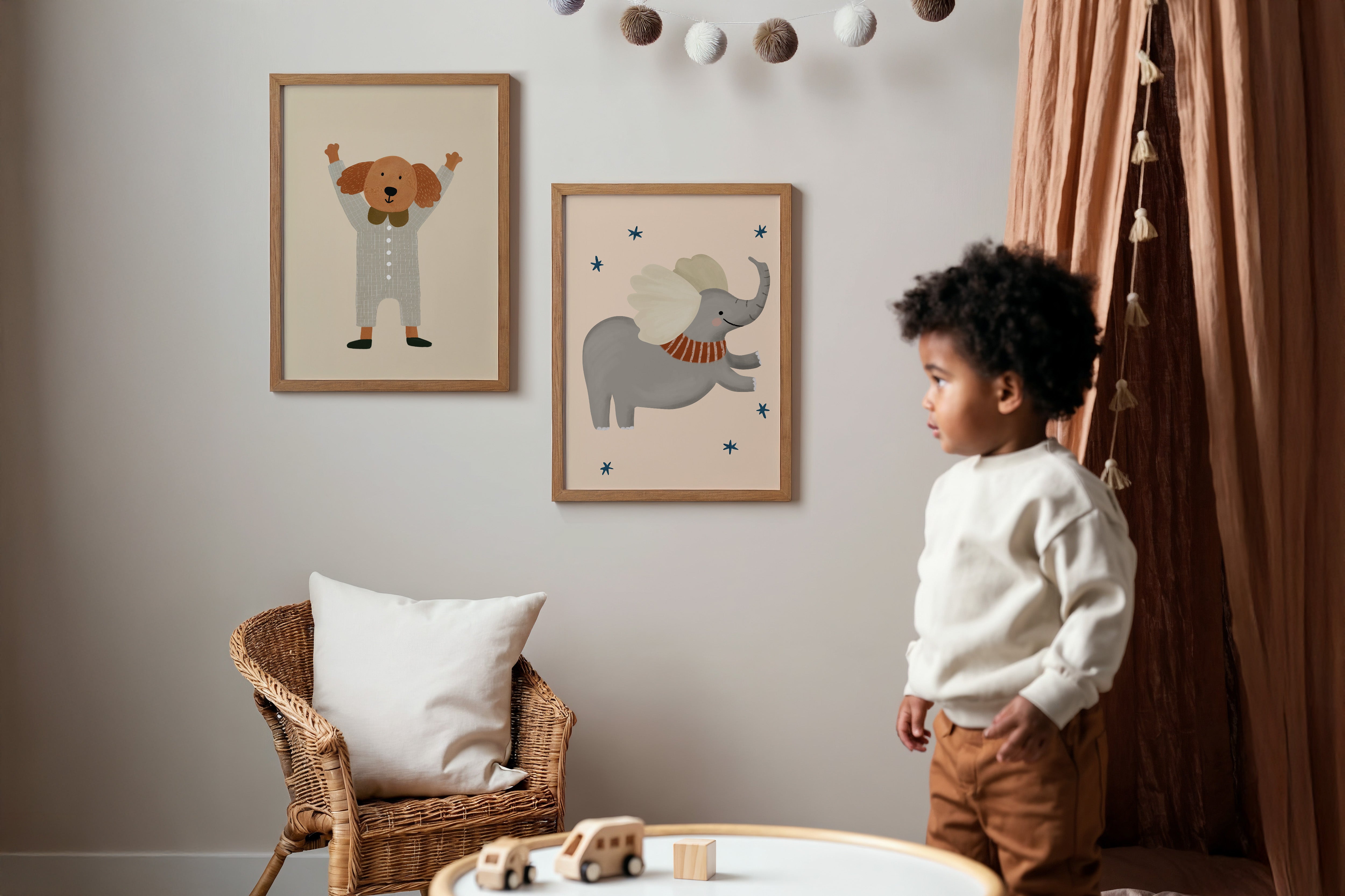 Children's room print - Flying elephant