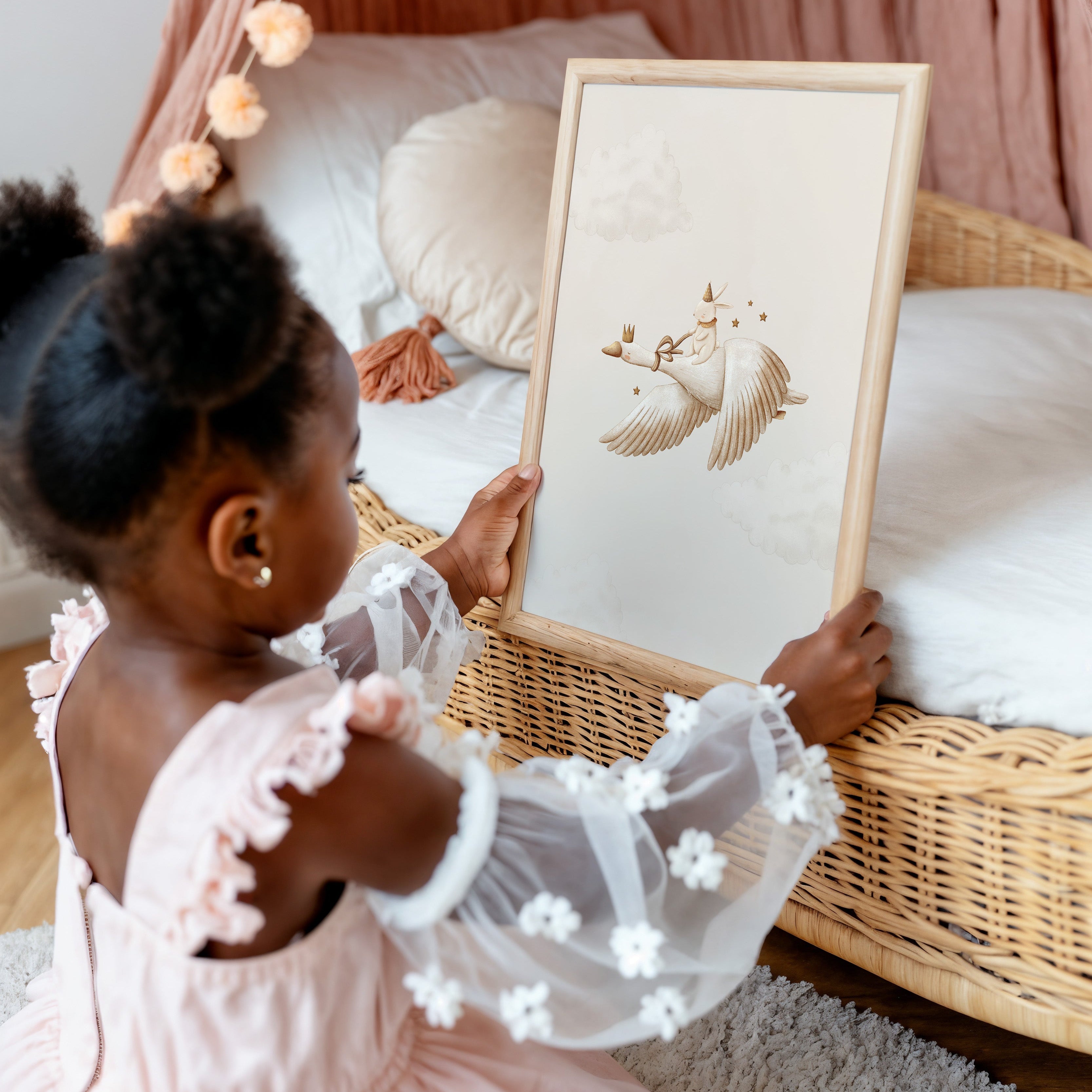 Kinderkamer poster - Konijntje op droomreis | Little Dreamers