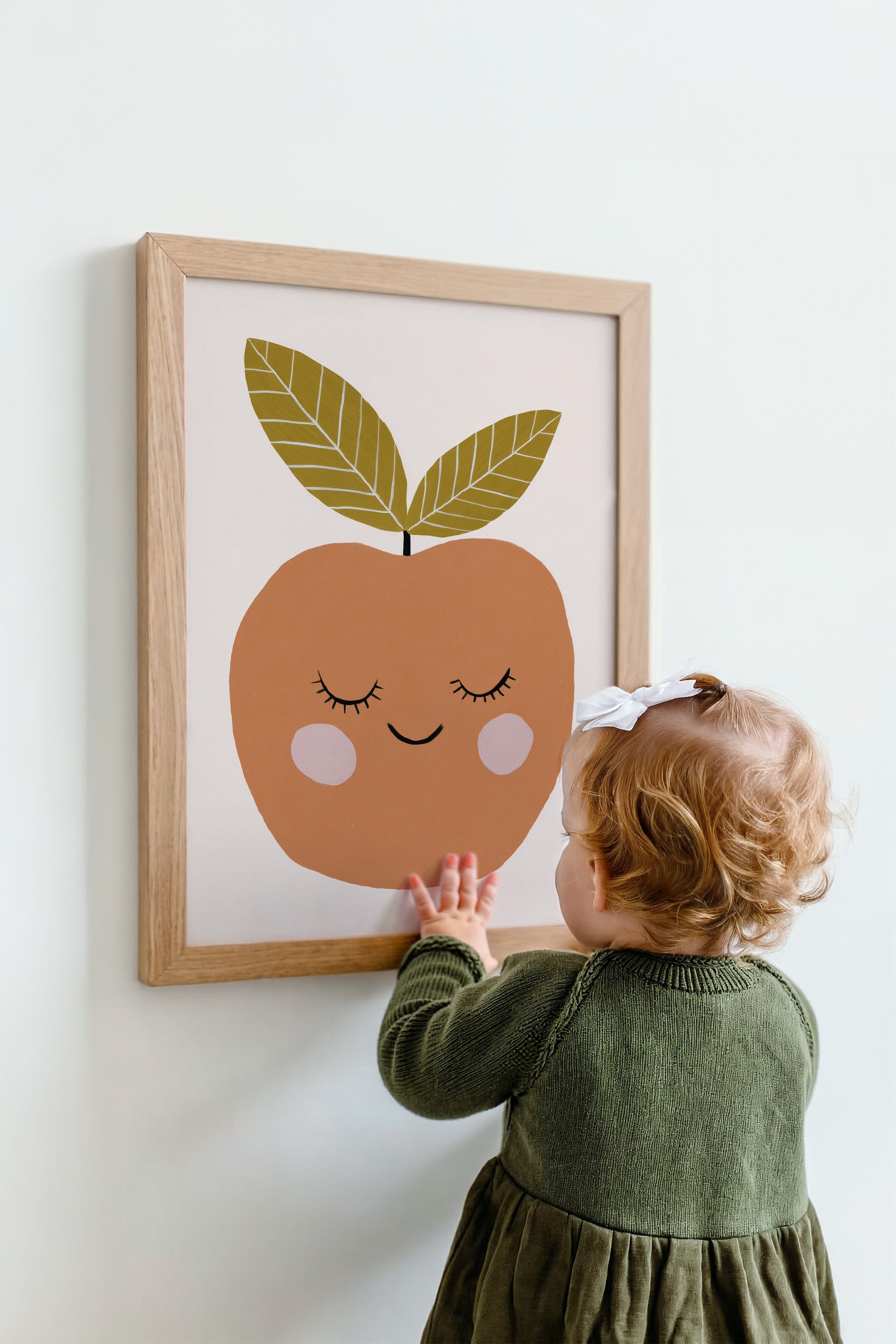 Children's room print - Apple with face