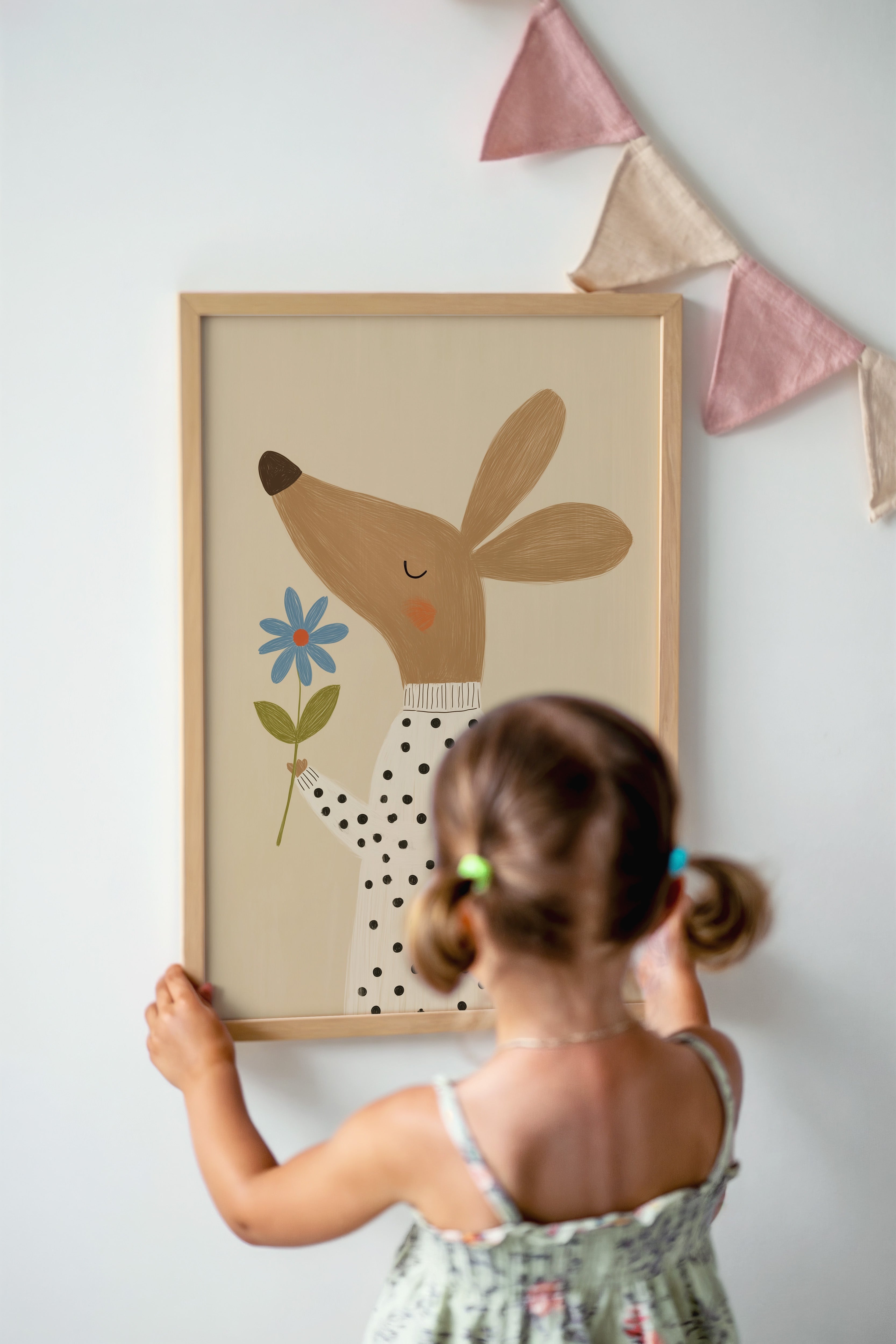 Nursery print - Deer with flower