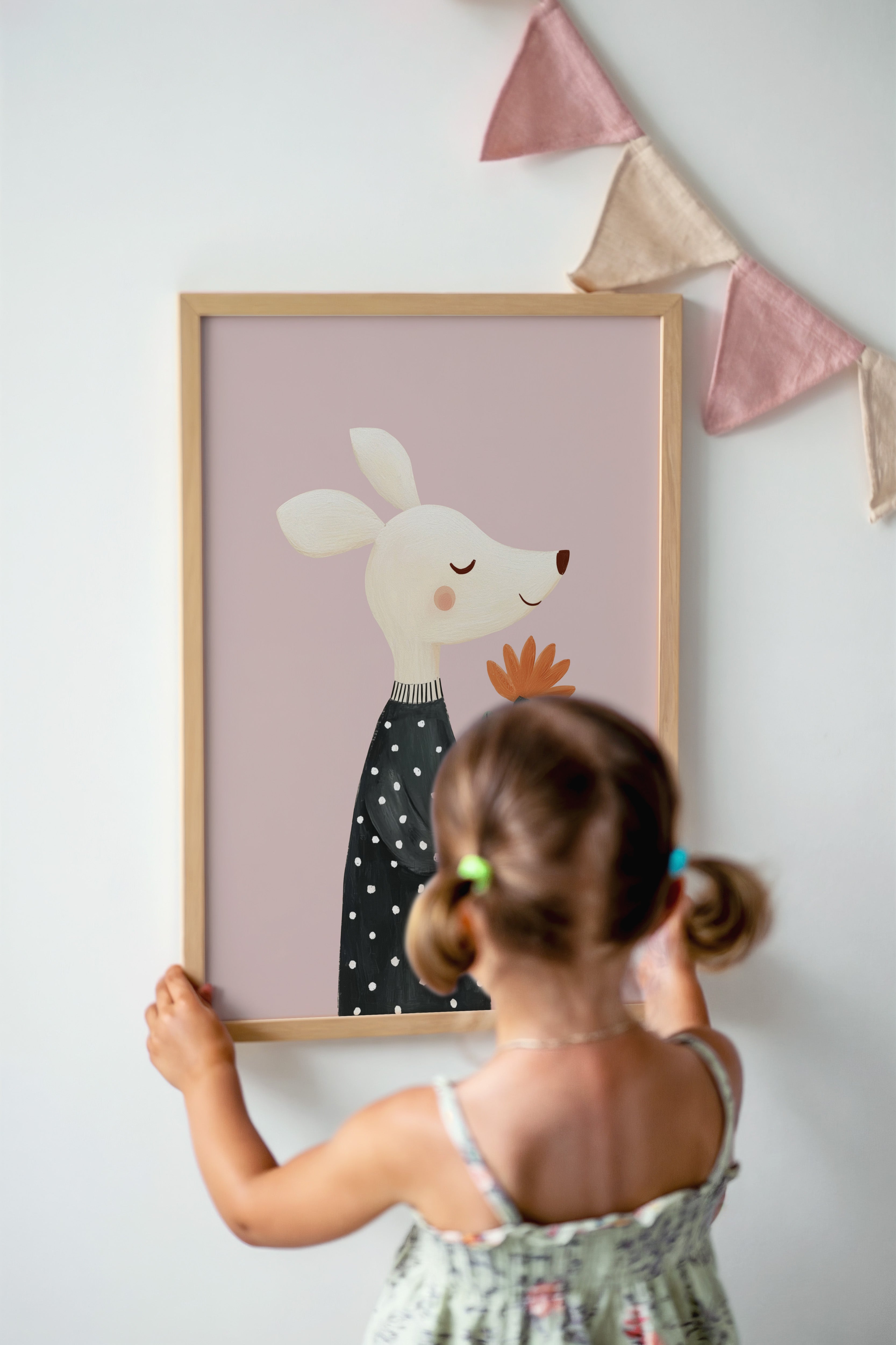 Children's room print - Kangaroo with Flower
