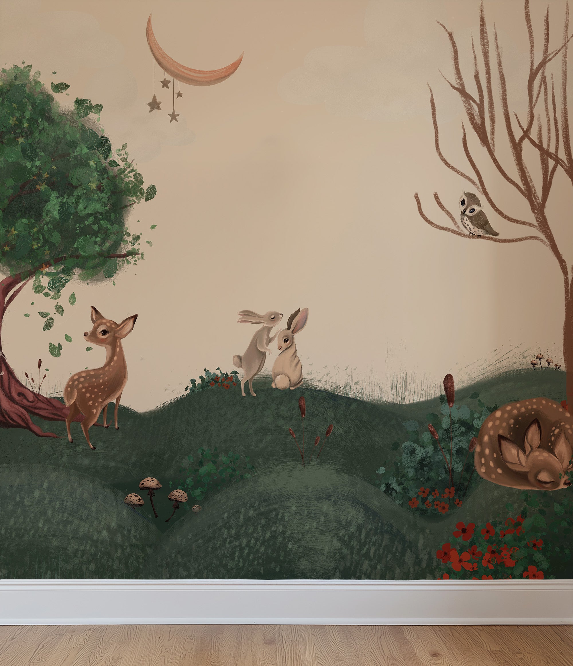 Collage wallpaper Enchanted Forest - beige (offer)