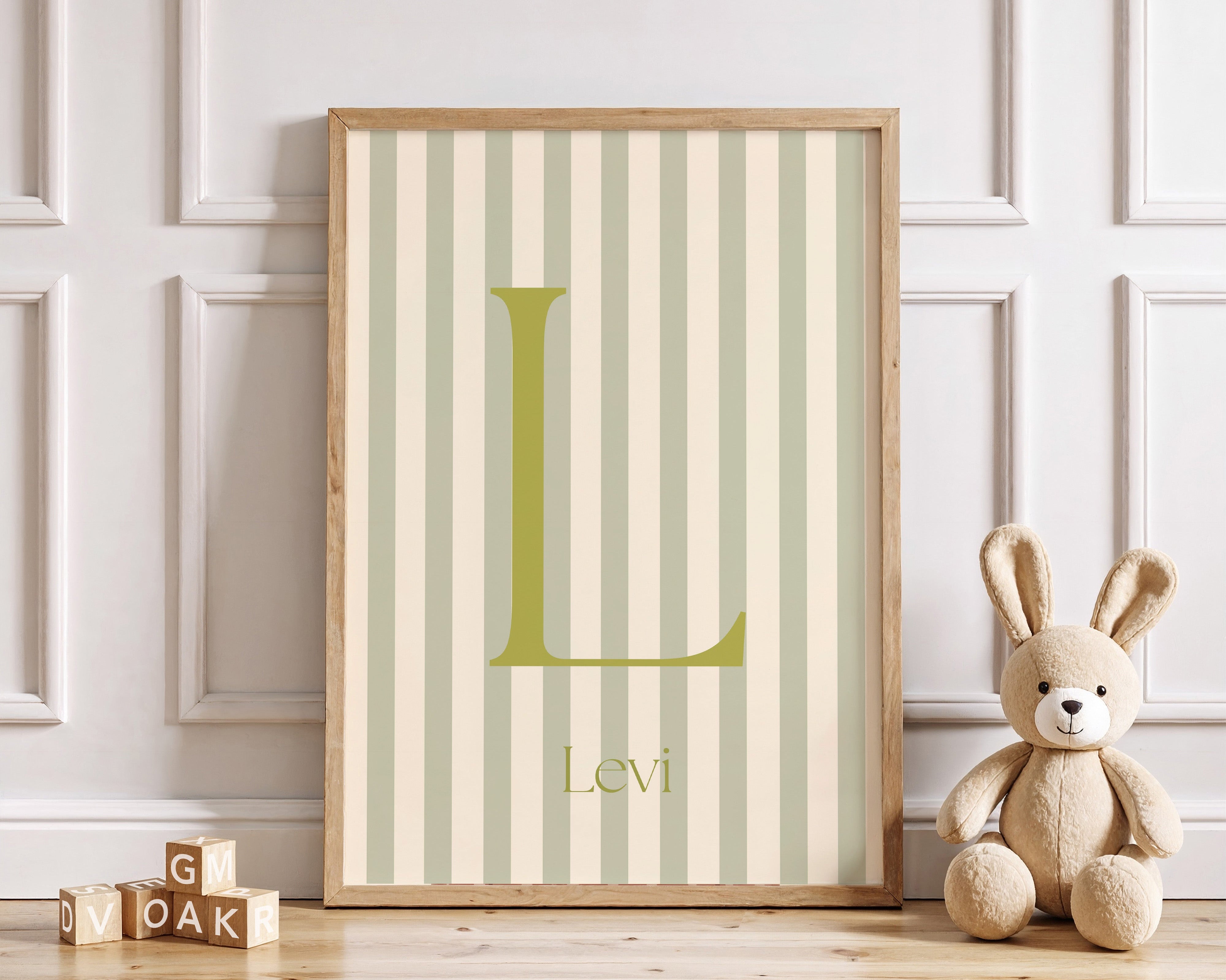 Naamposter Soft Lines - sage green