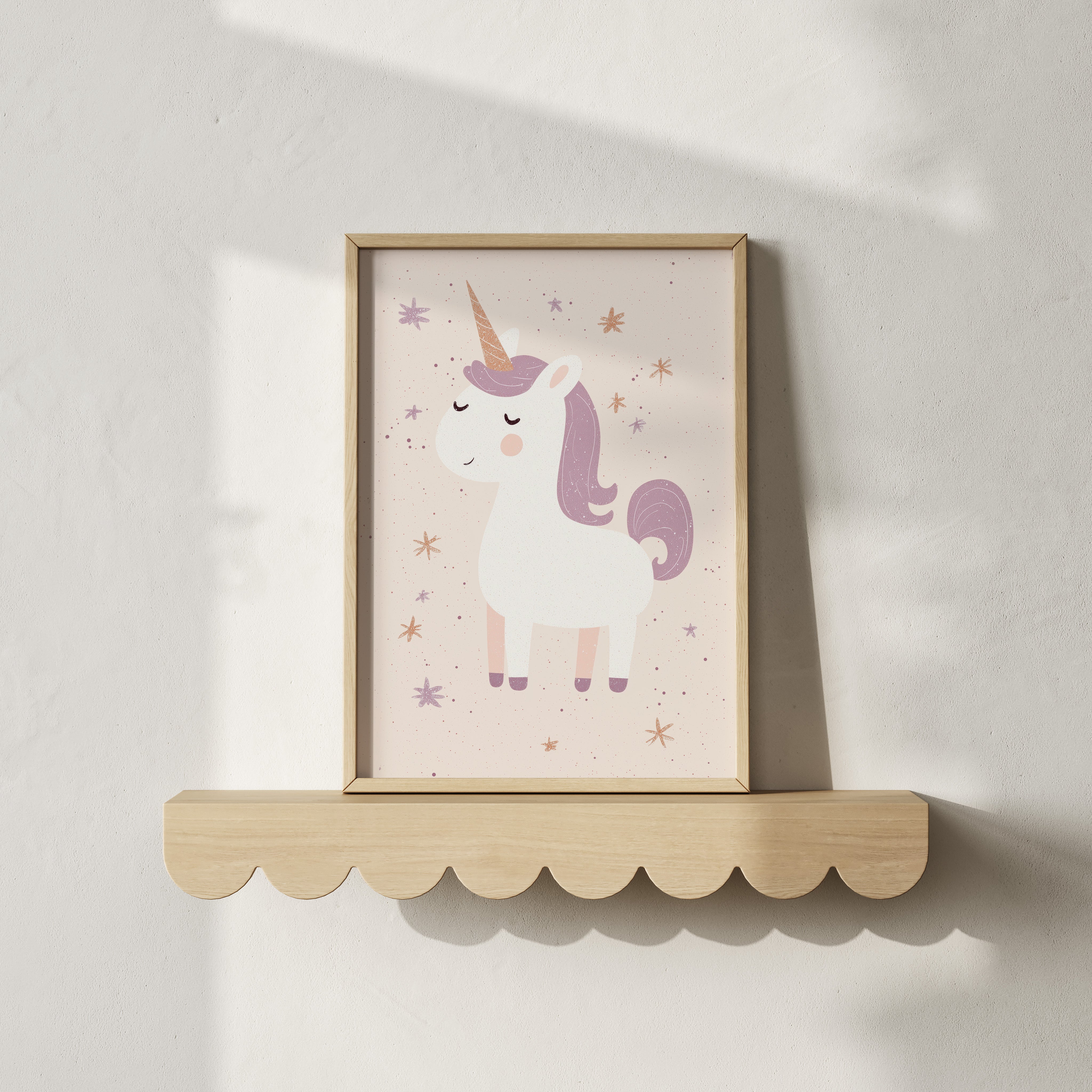 Kinderkamer print - Eenhoorn lila