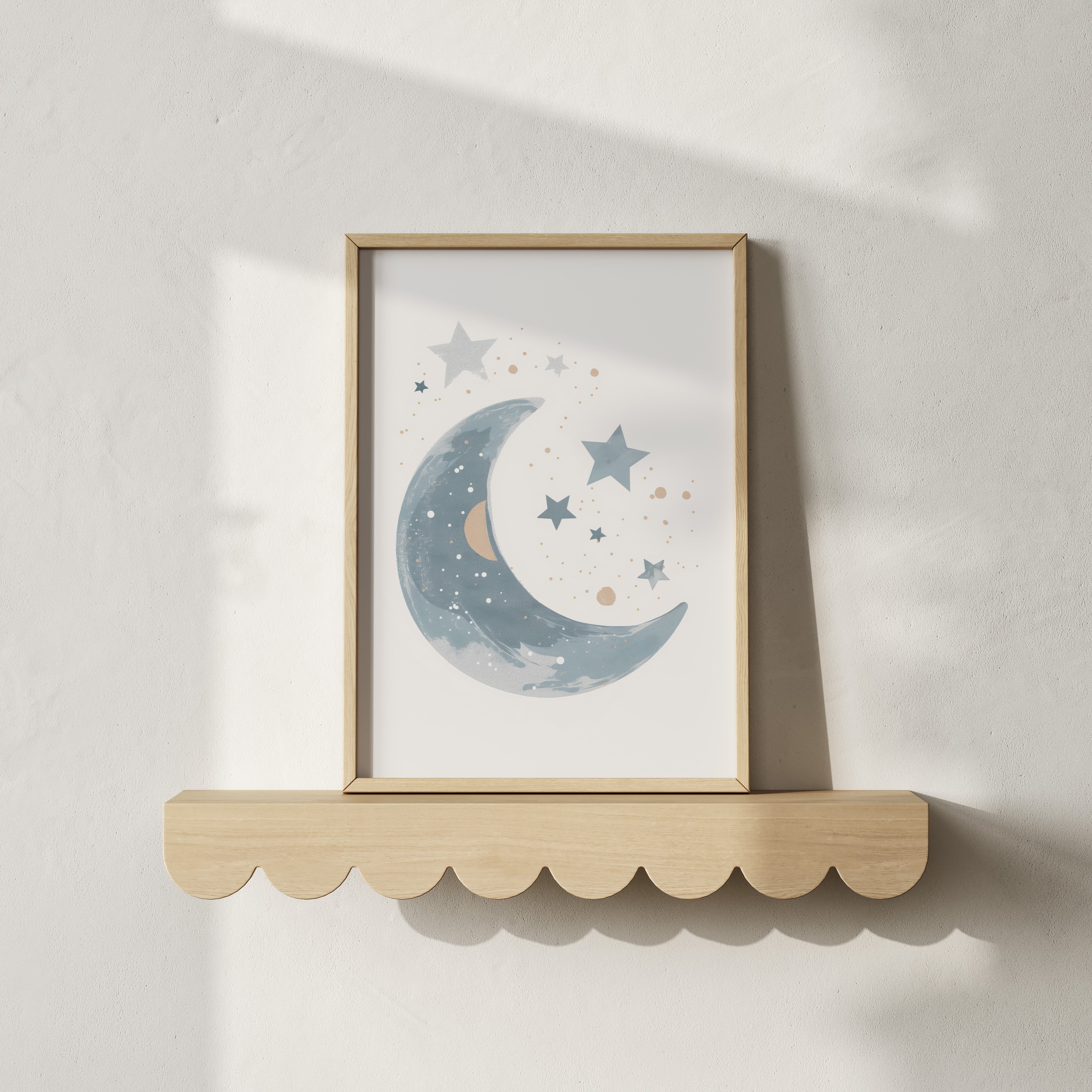 Kinderkamer print - Moon and Stars blauw