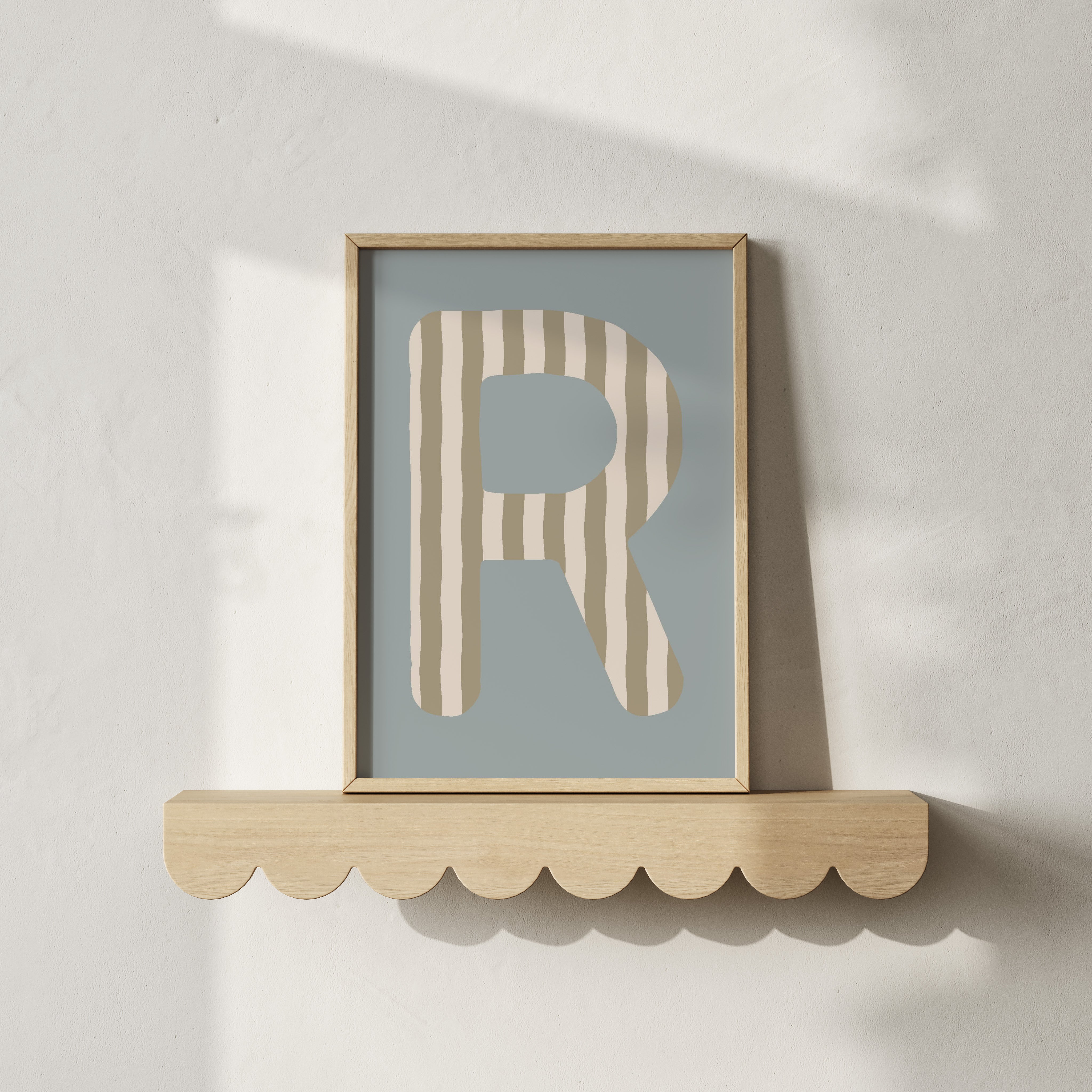 Letterposter Wavy Stripes - olive