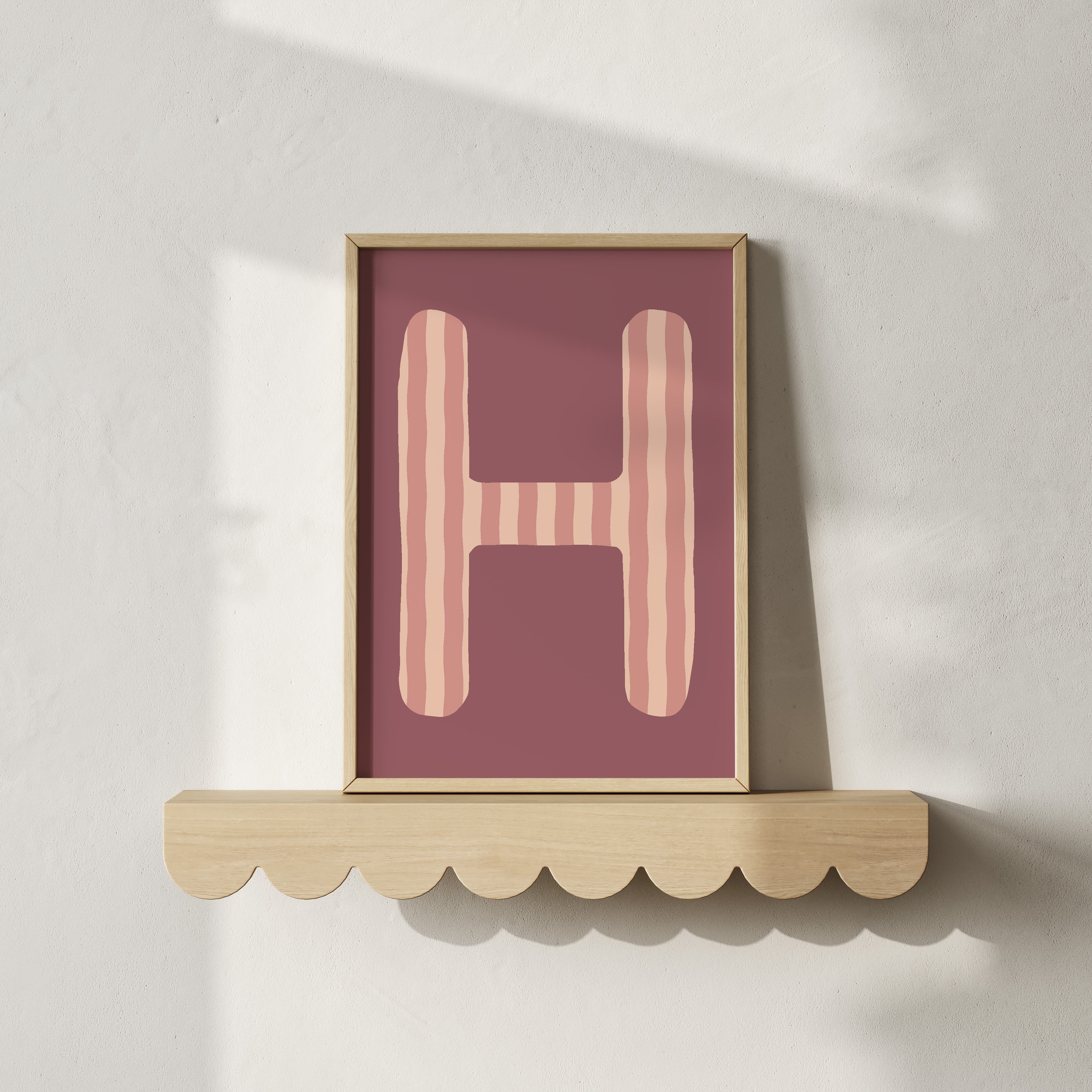 Letterposter Wavy Stripes - peach pink