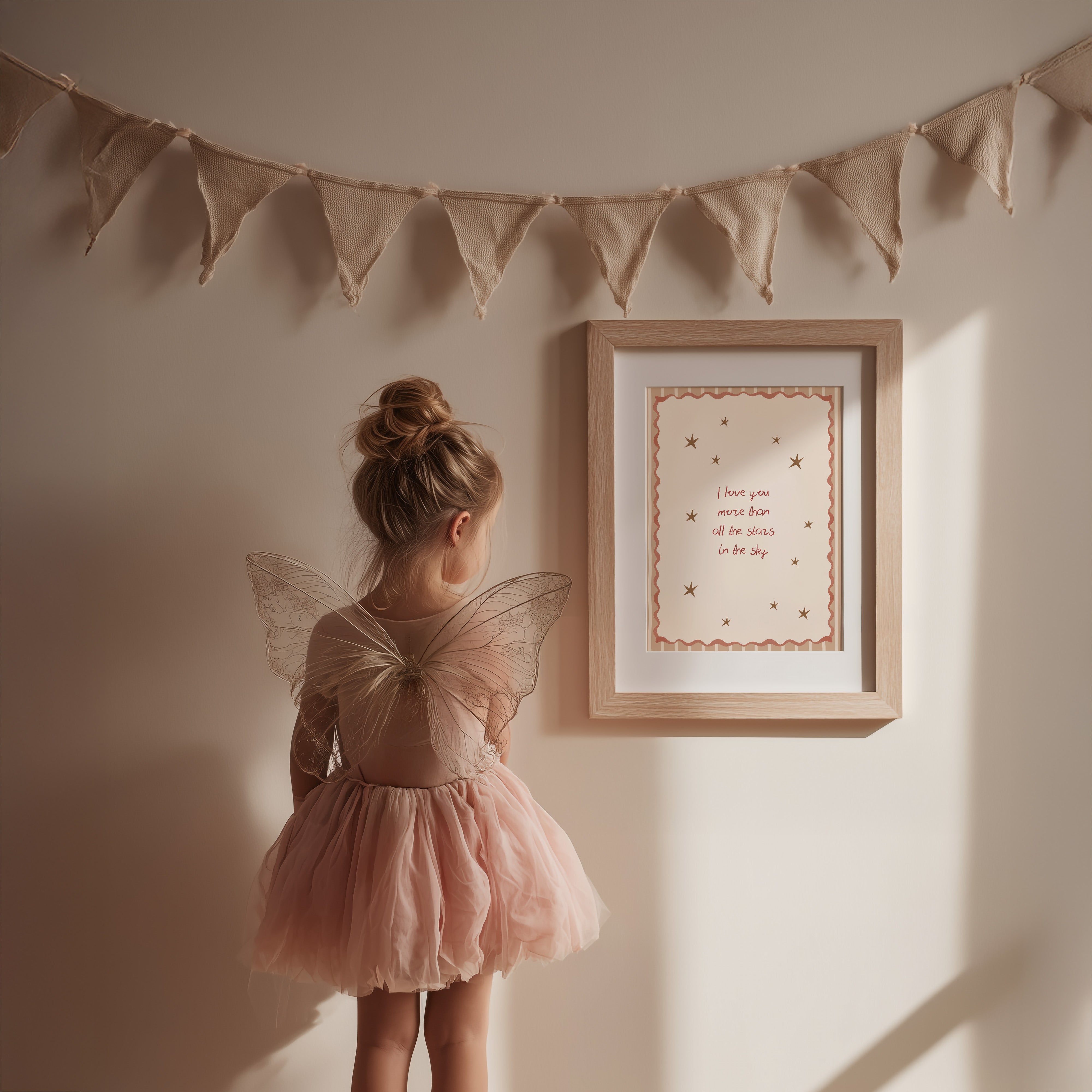 Children's room print - I love you more than all the stars | pink