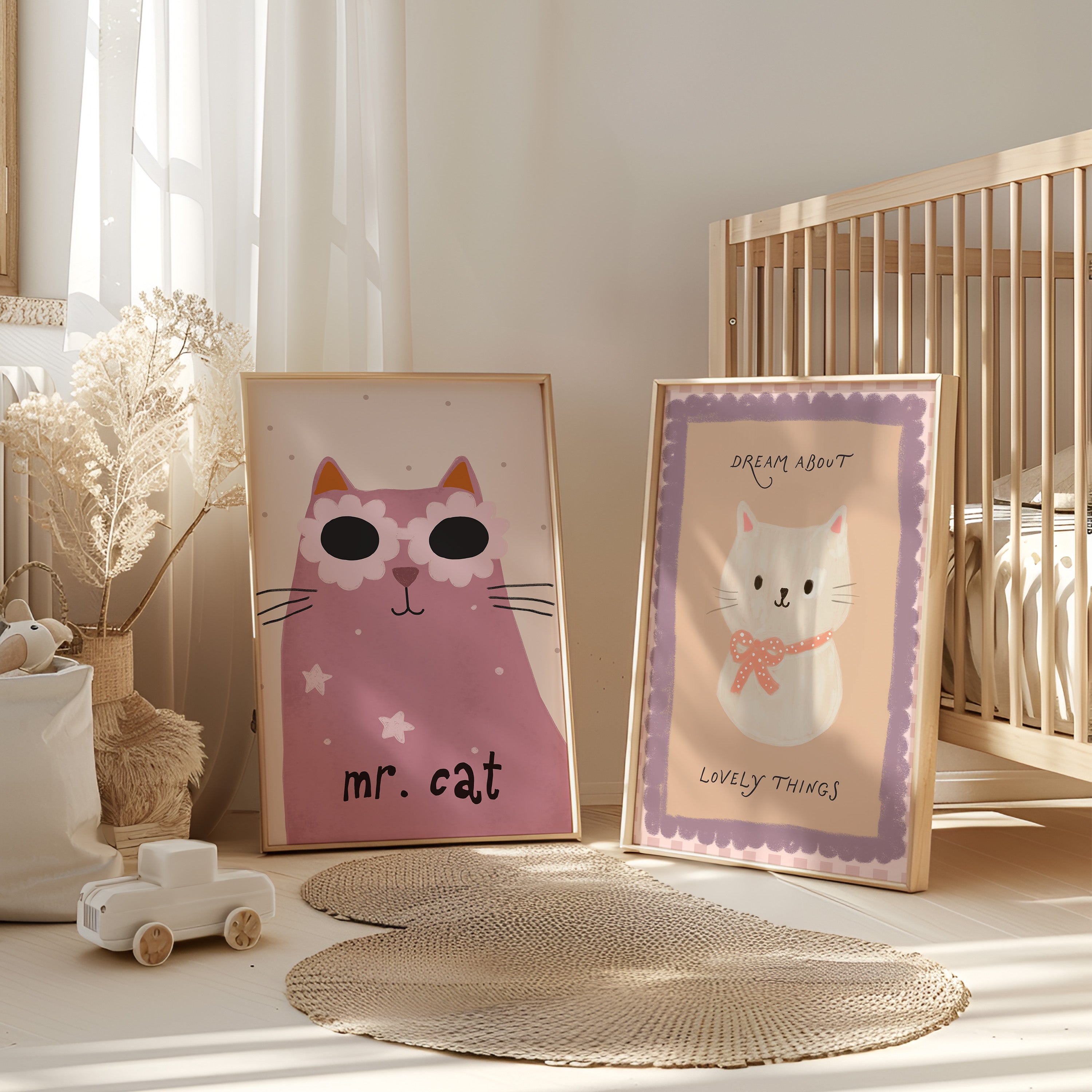 Kinderkamer print - Mr. Cat | pink