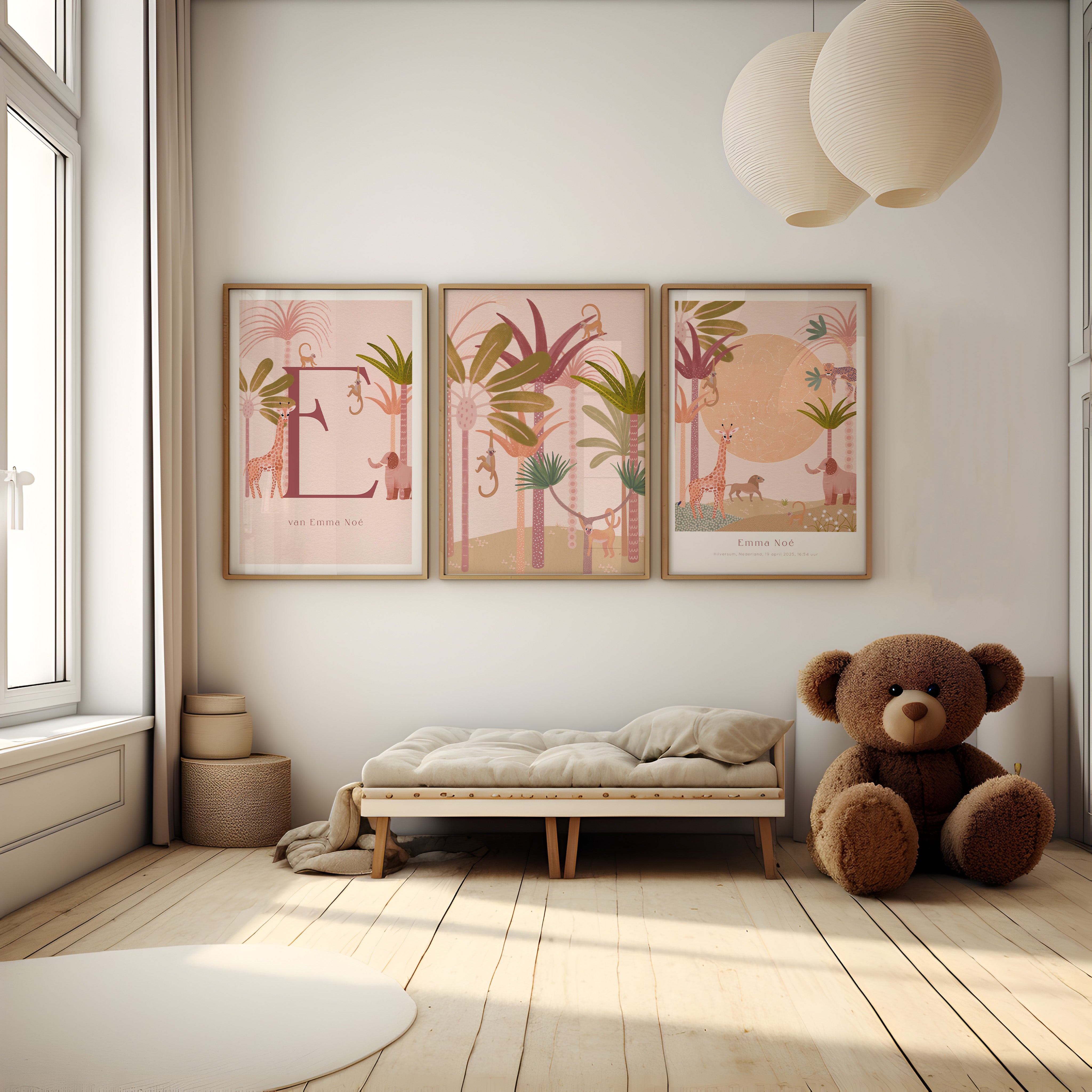 Kinderkamer poster - Aapjes tussen palmbomen | Africa