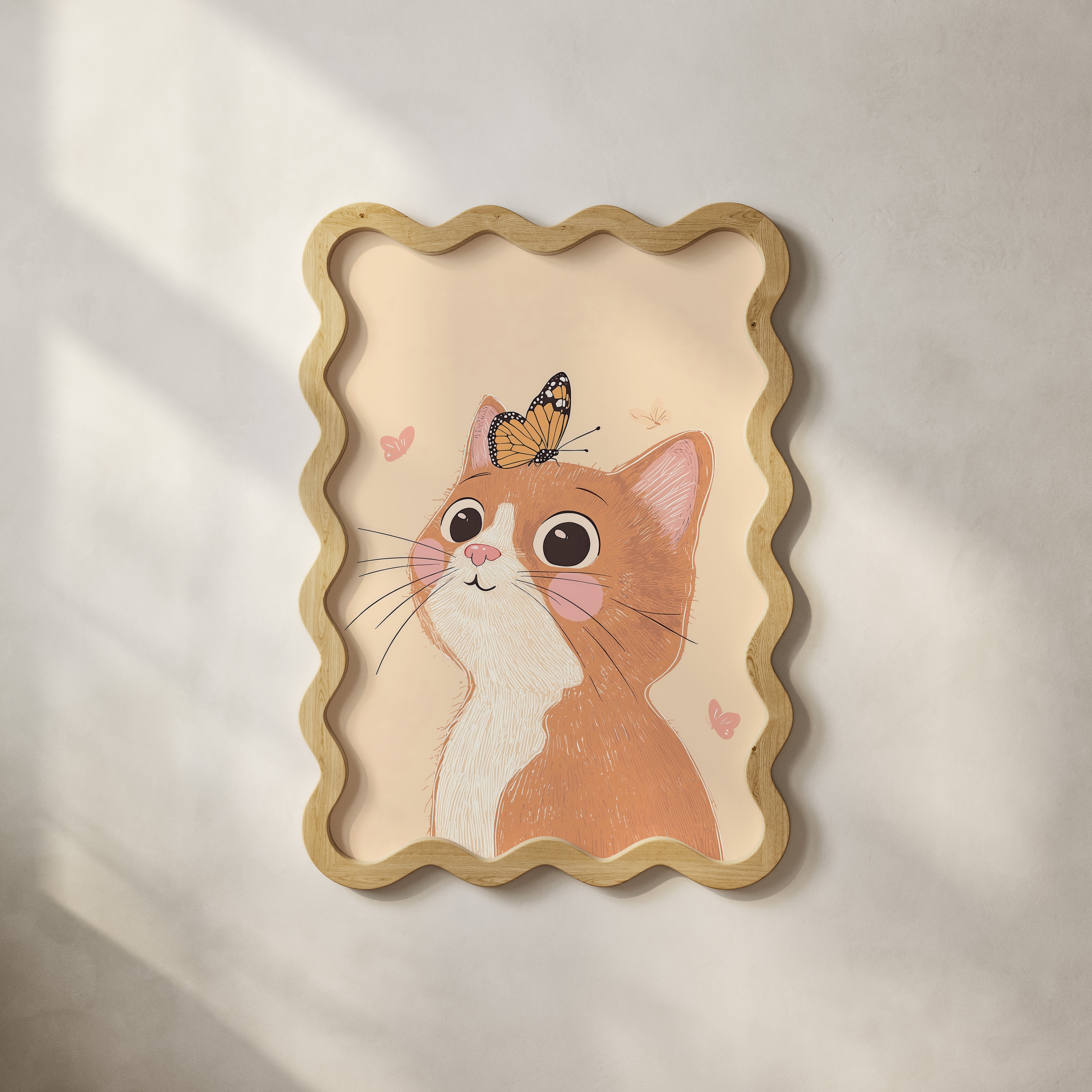 Children's room print - Sweet cat with butterfly