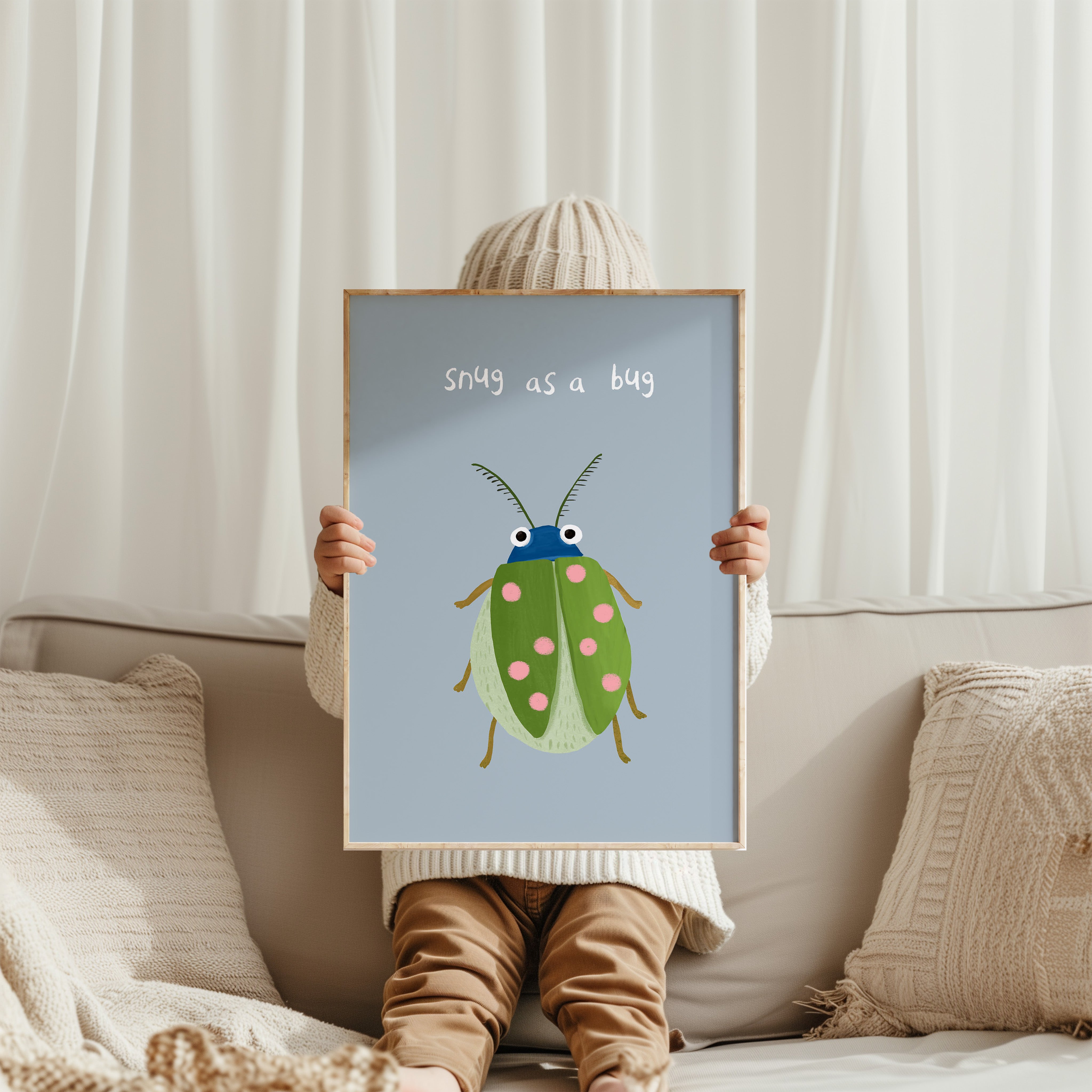 Children's room print - Snug as a bug