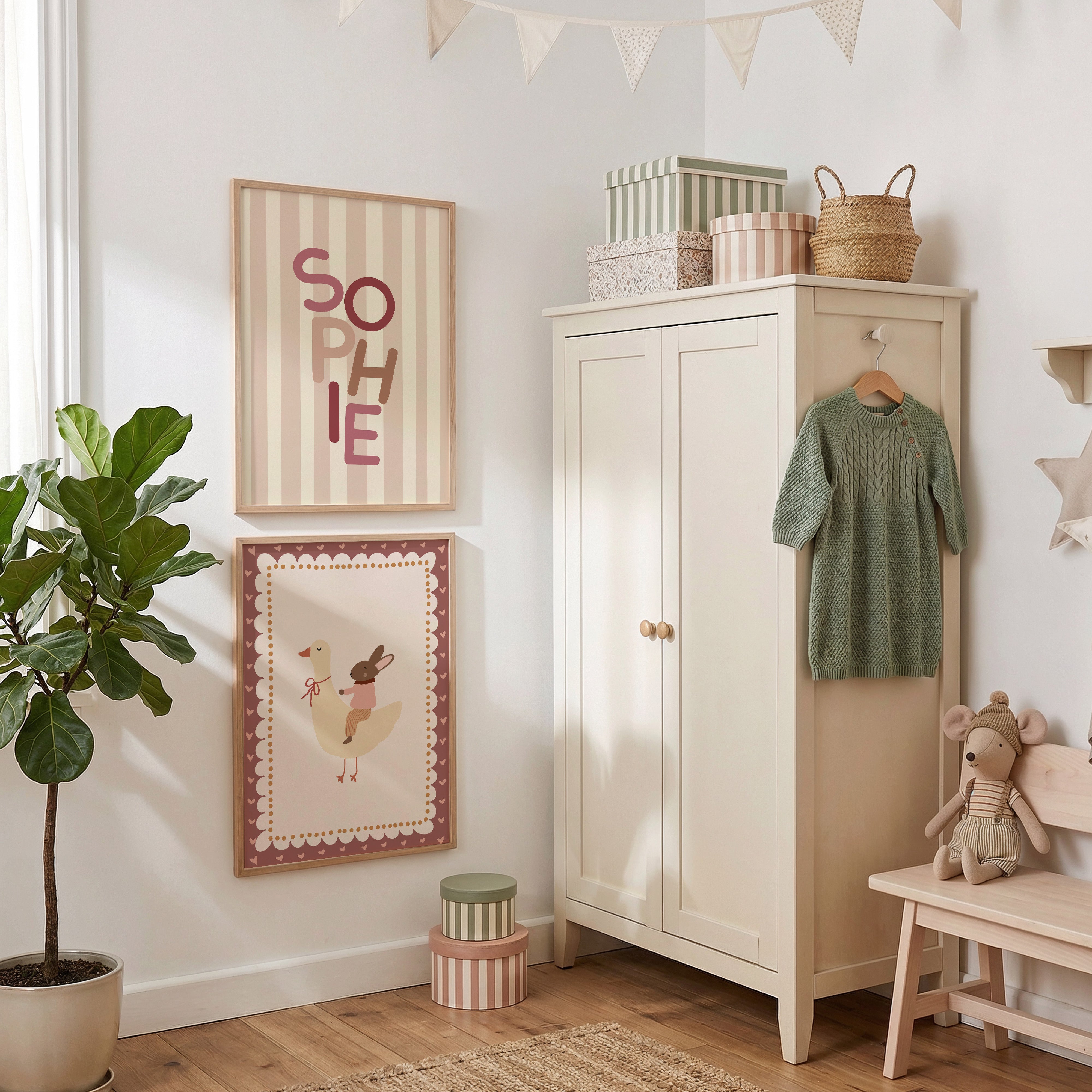 Kinderkamer poster - Gansje en konijn