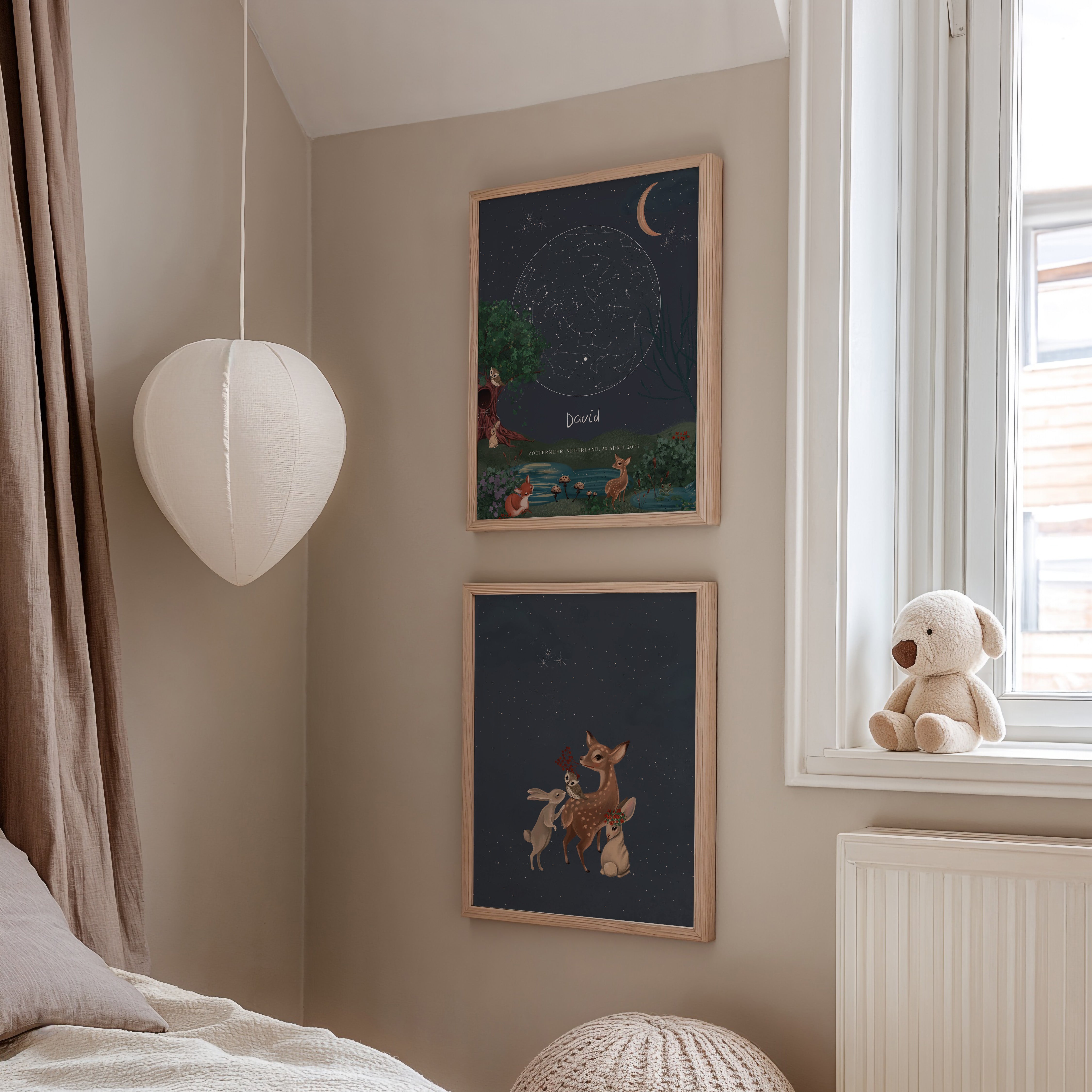 Sterrenhemel poster Enchanted Forest - donkerblauw