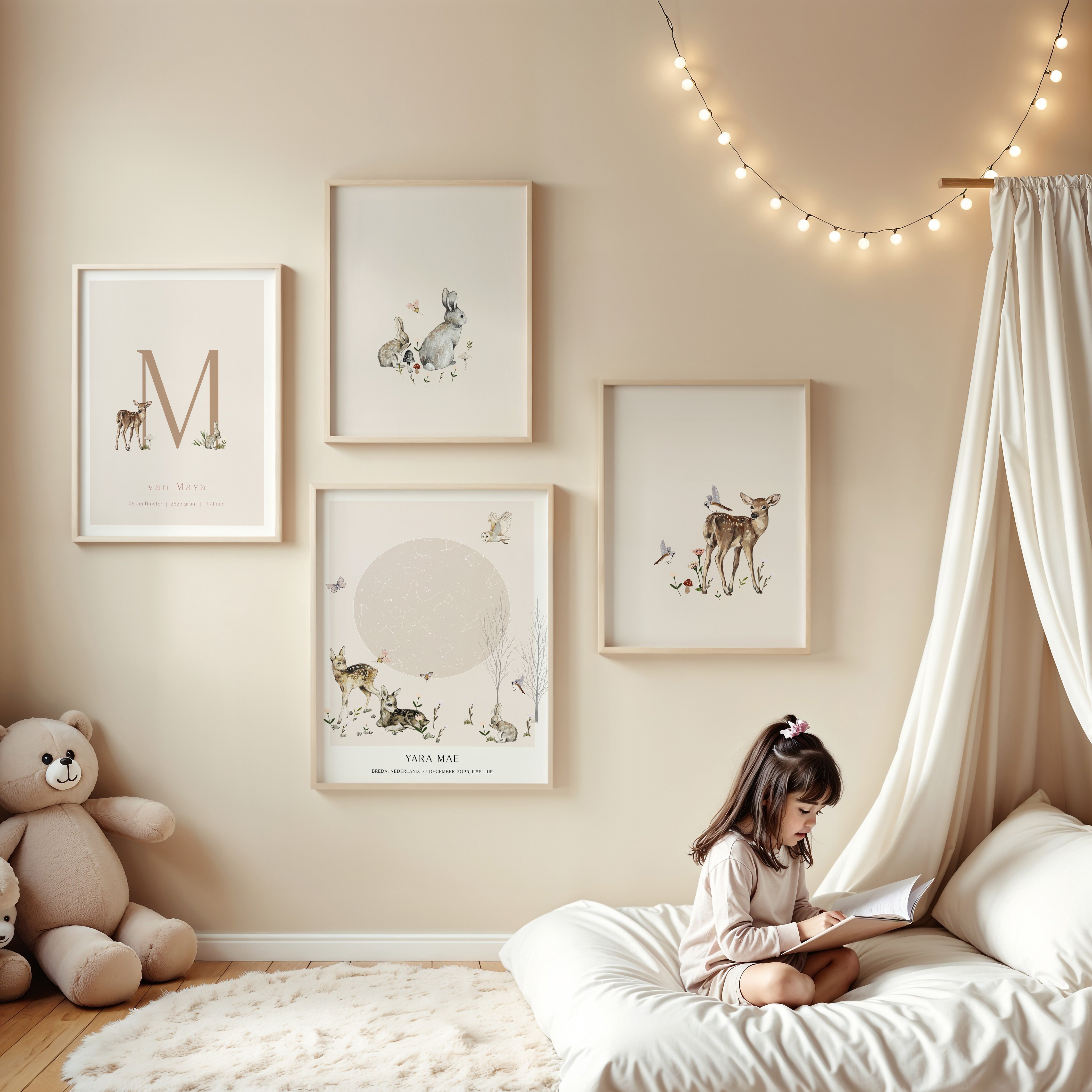 Starry sky poster | Forest animals