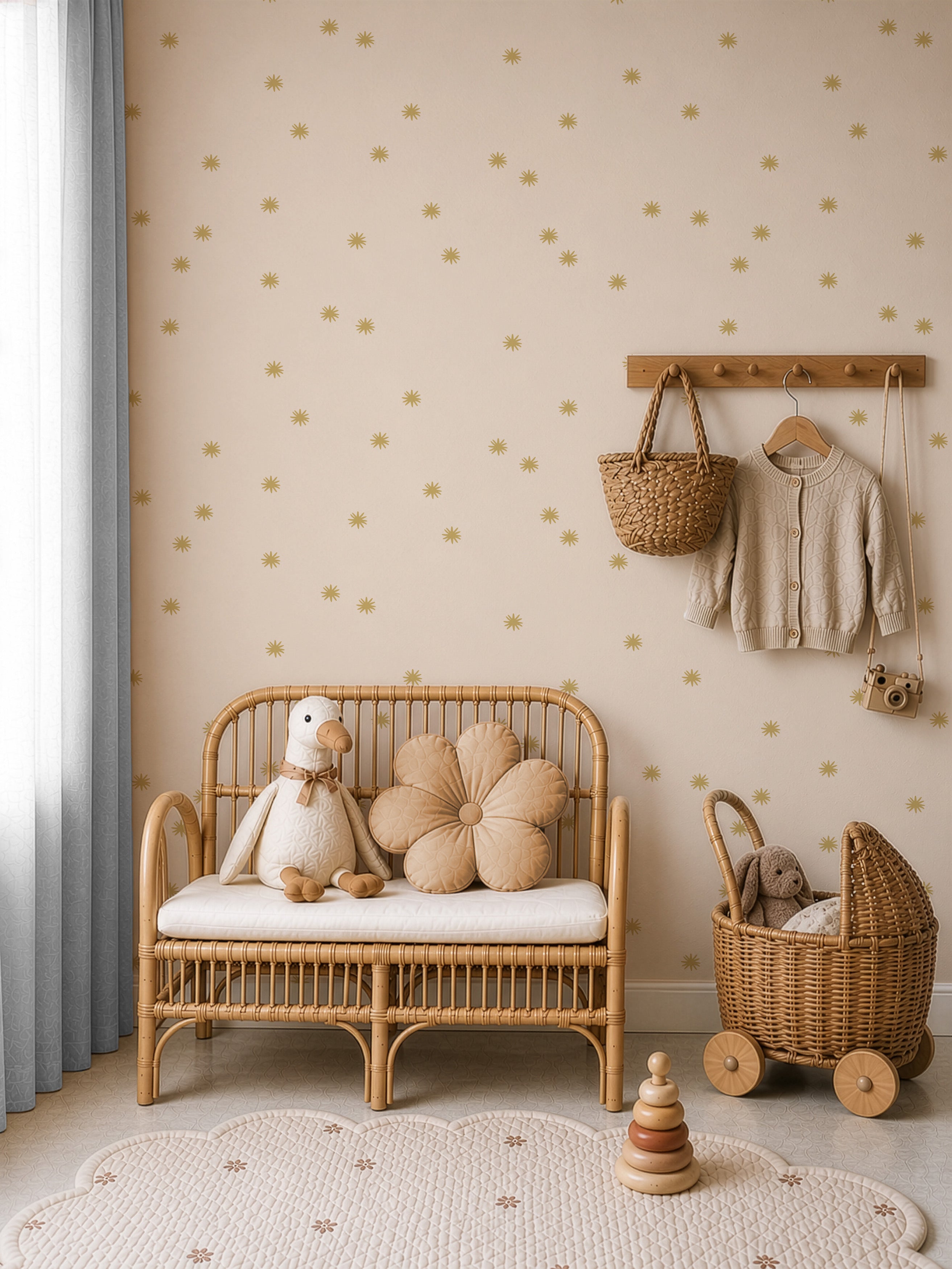 Behang Tiny Stars - honey beige