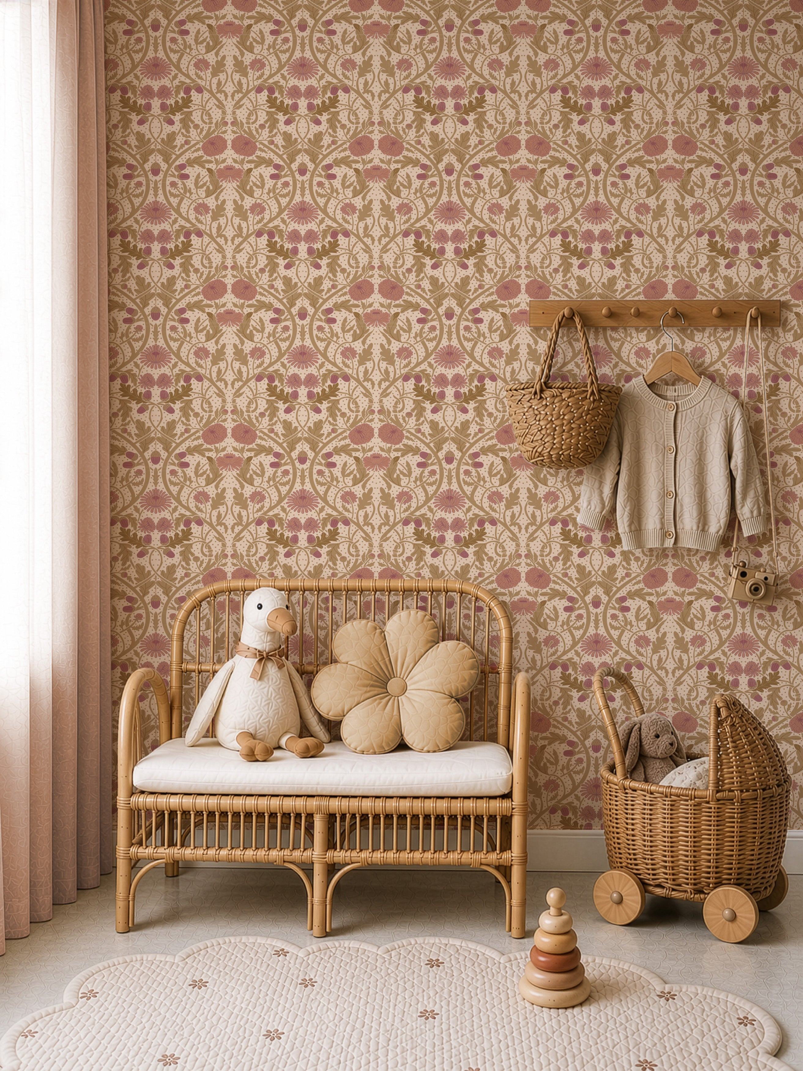 Behang Willow Bloom - rose