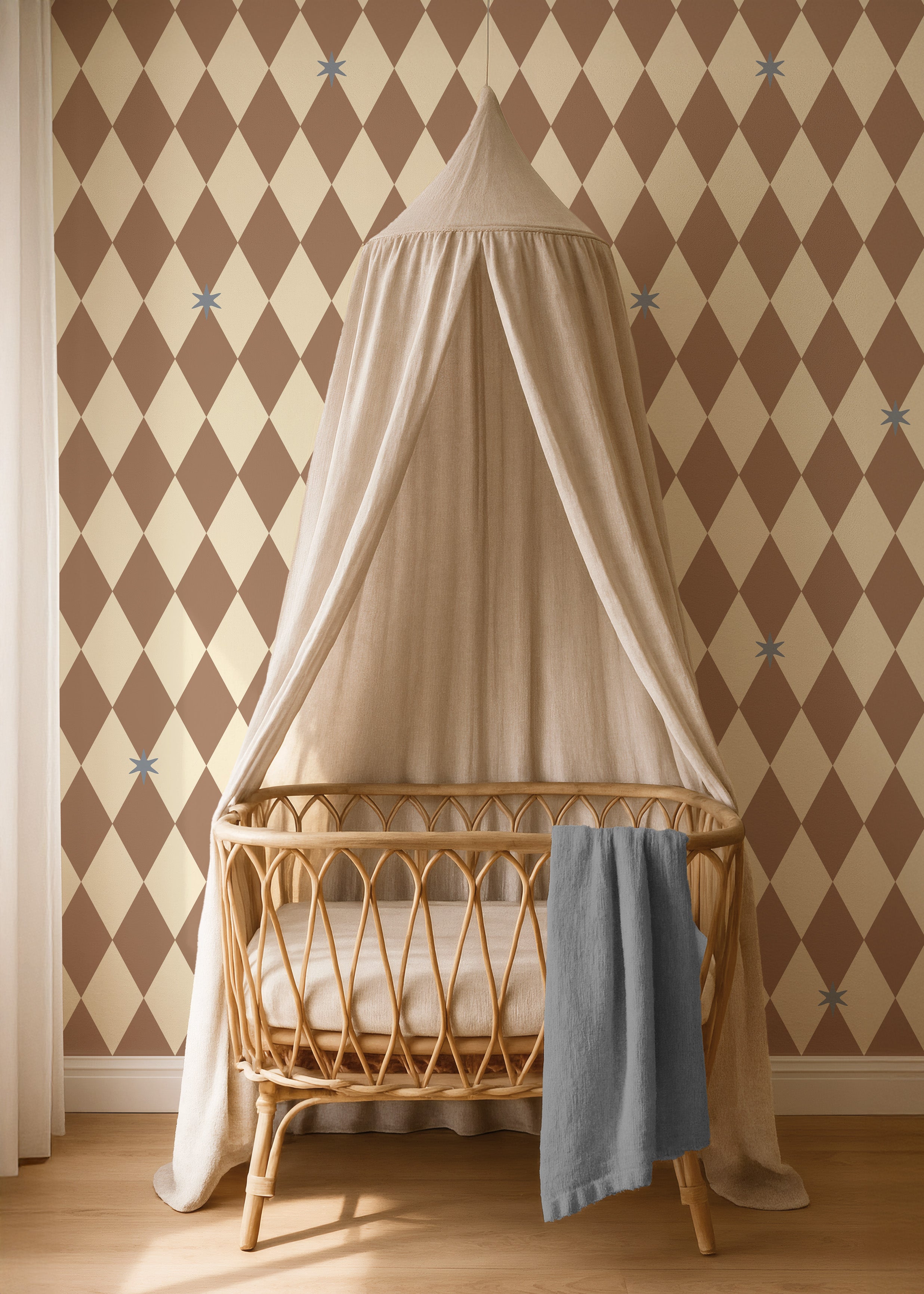 Behang Wiebertje - warm oat | stars