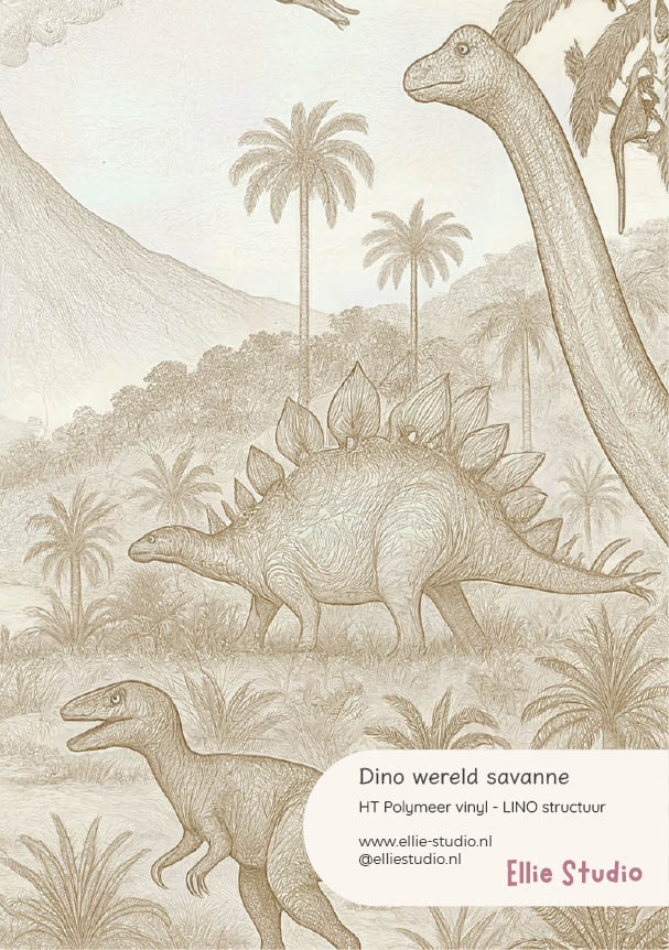 Muursticker staal - Dino wereld savanne