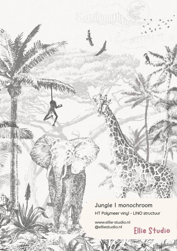 Muursticker staal - Jungle | monochroom