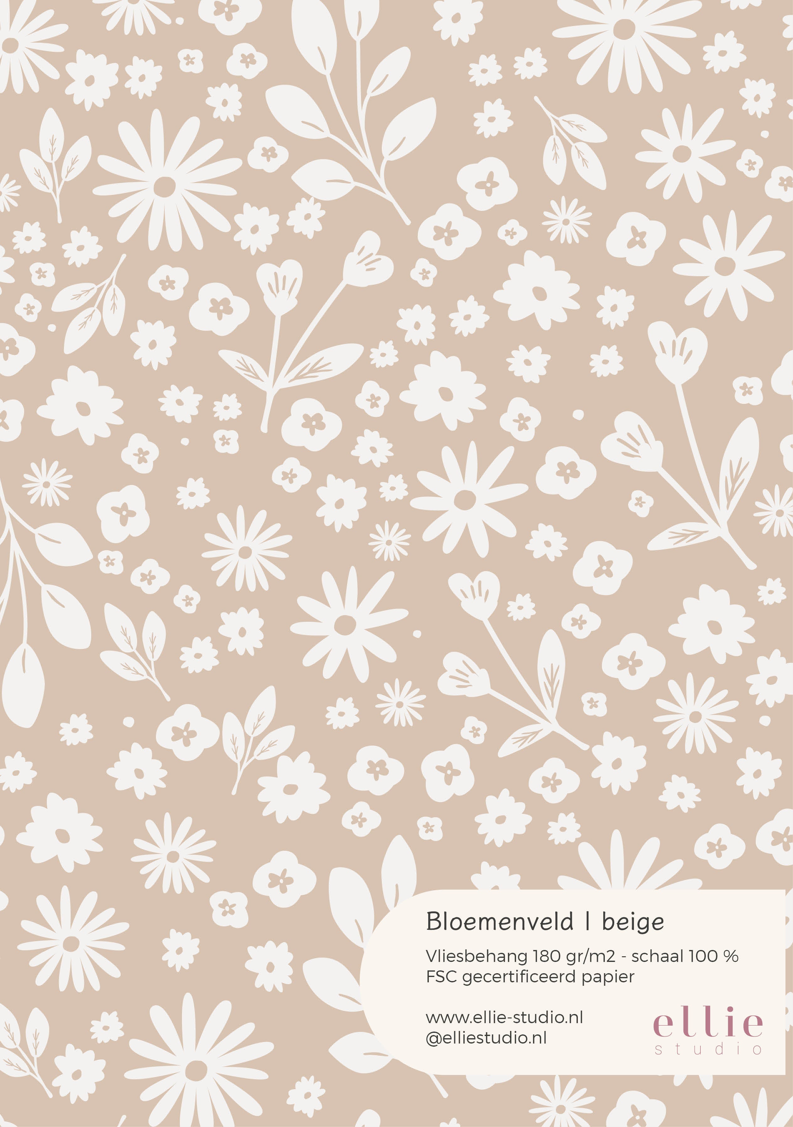 Behangstaal Bloemenveld - beige
