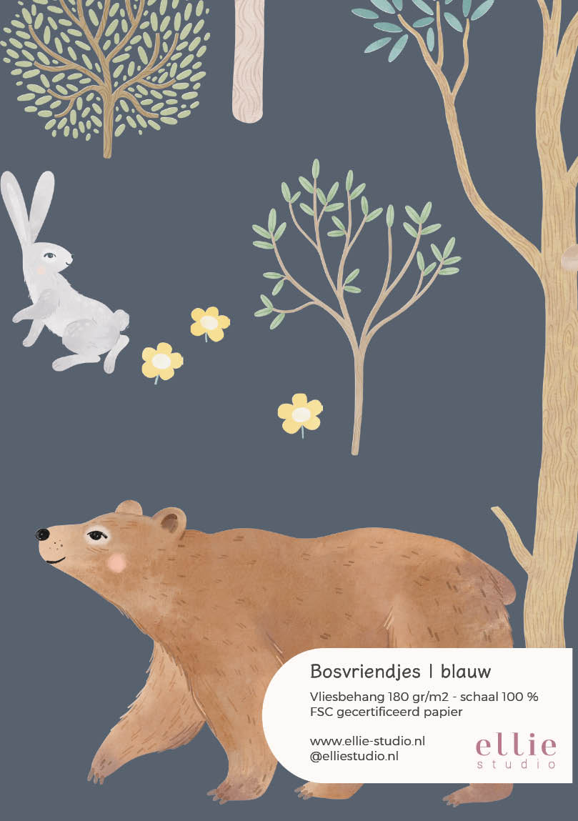 Behangstaal Bosvriendjes - blauw
