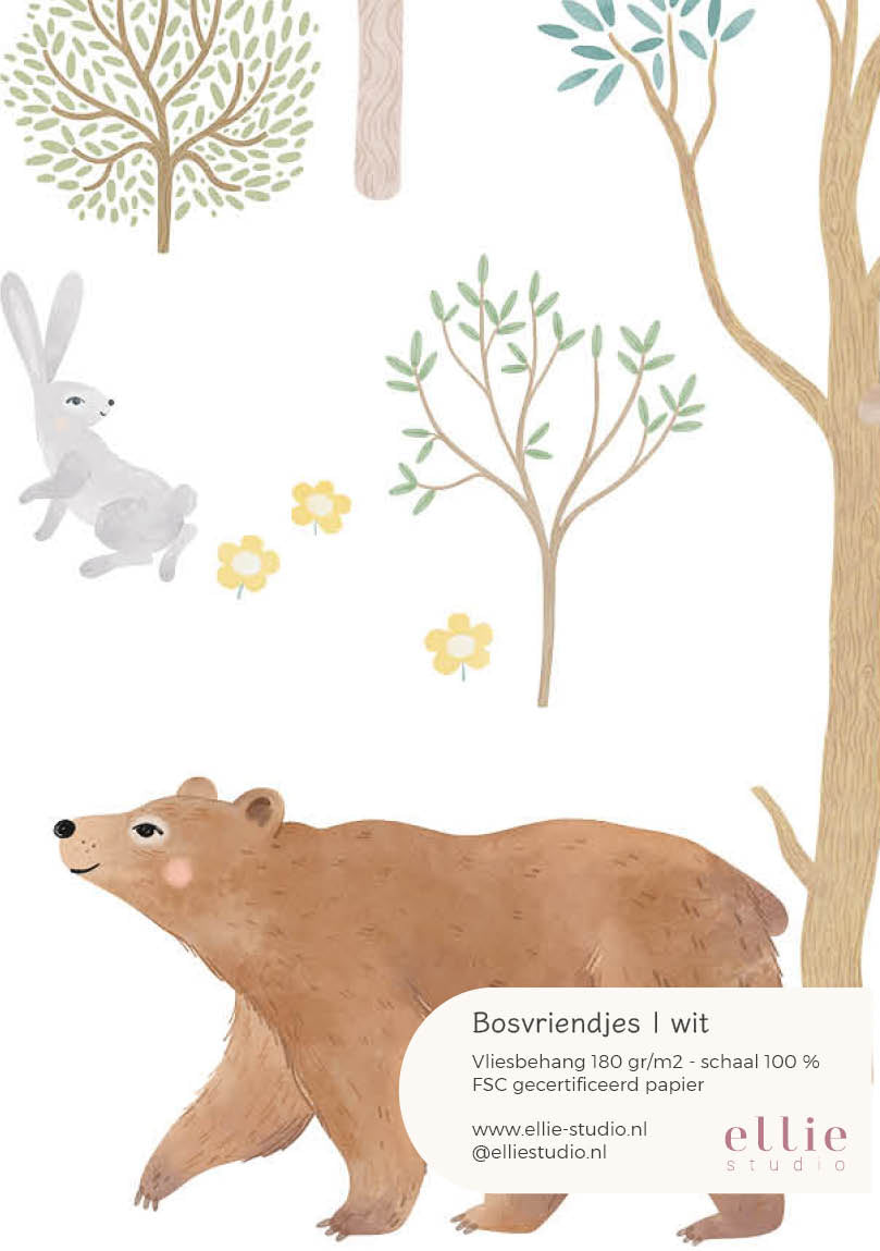 Behangstaal Bosvriendjes - wit