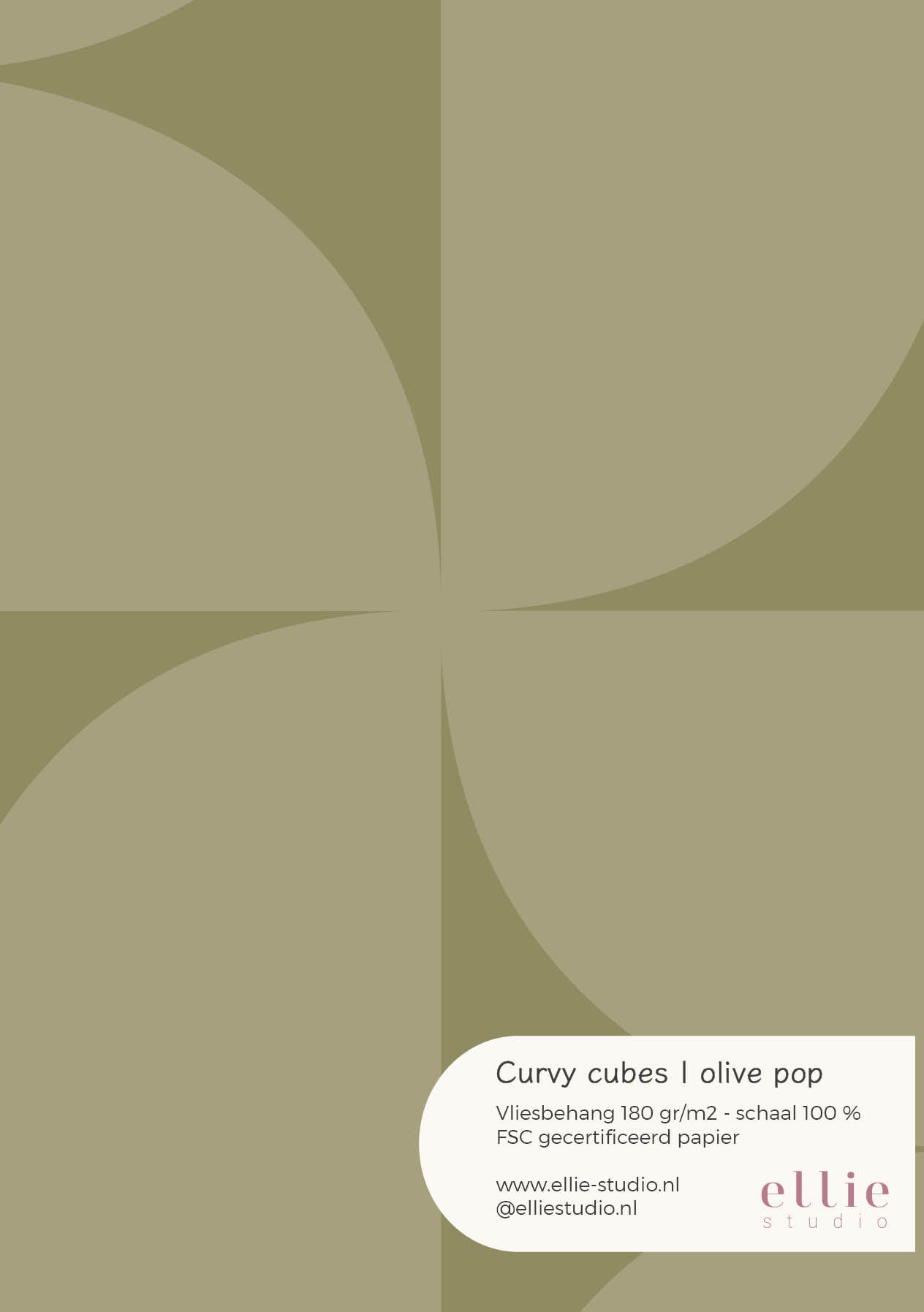 Wallpaper sample Curvy Cubes - olive pop