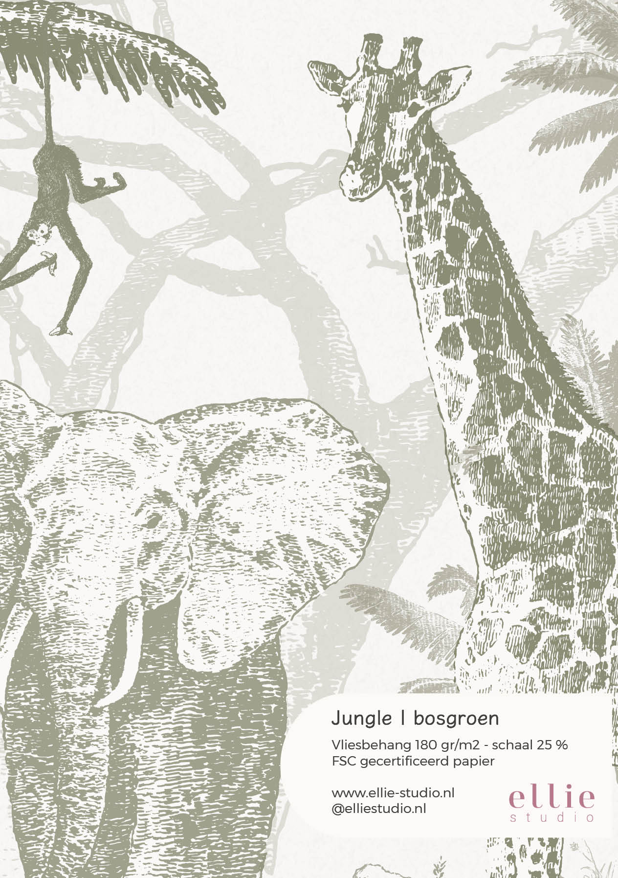 Jungle wallpaper sample - forest green