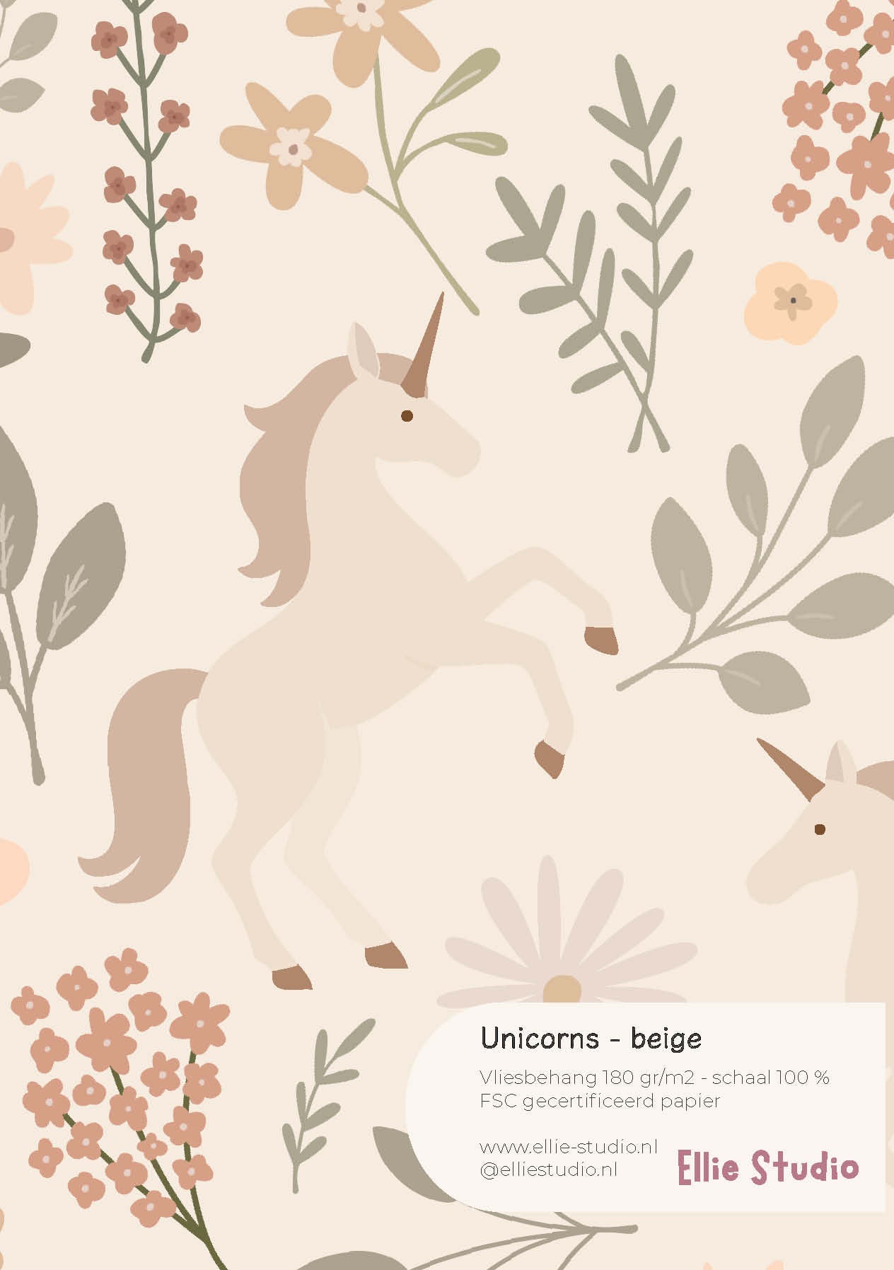 Behangstaal Unicorns - beige
