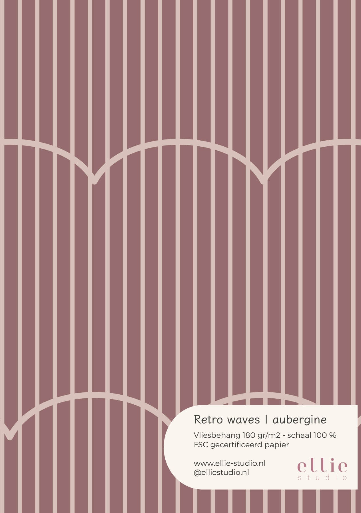 Wallpaper sample Retro Waves - aubergine